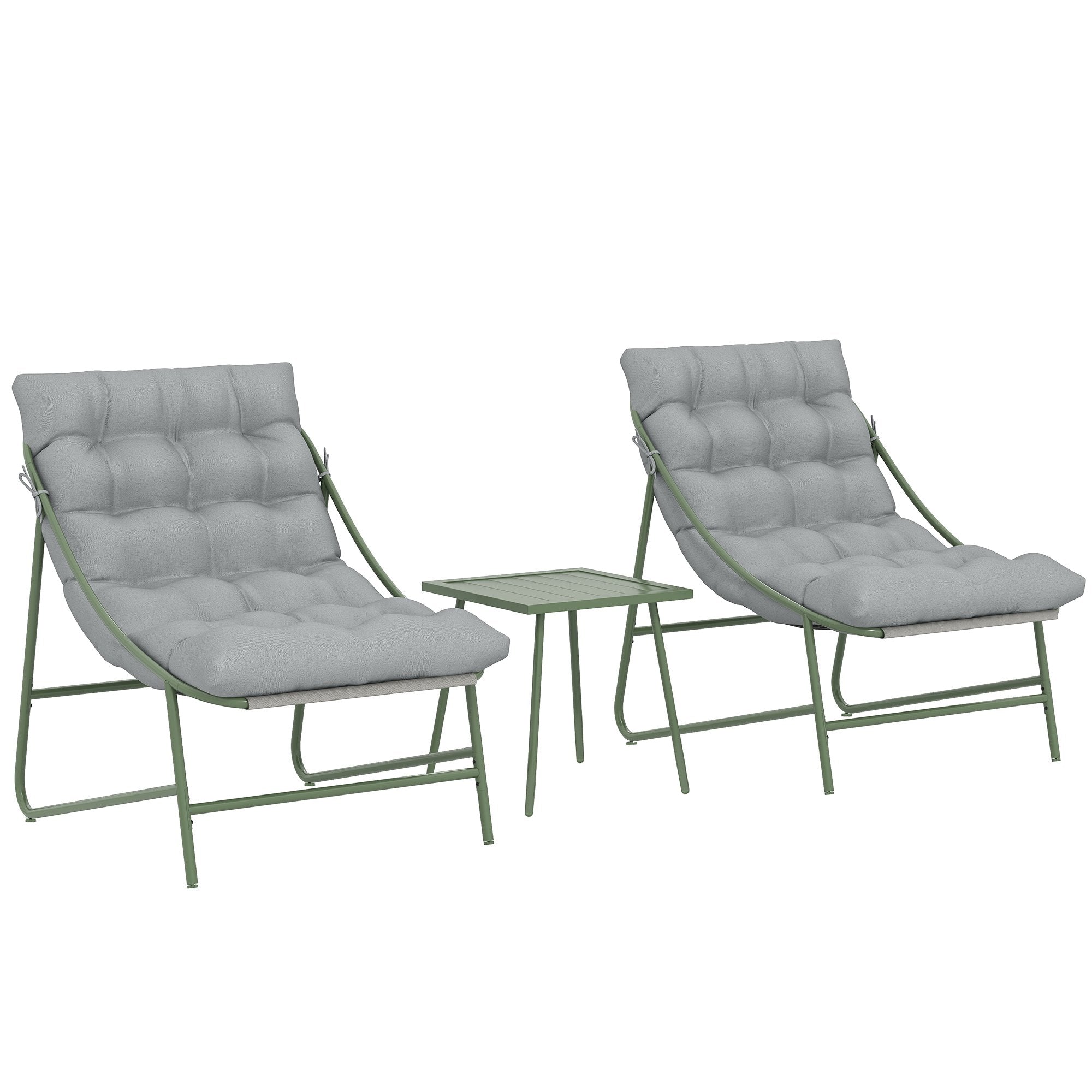 Utemöbler – 2 stolar, bord, stålram