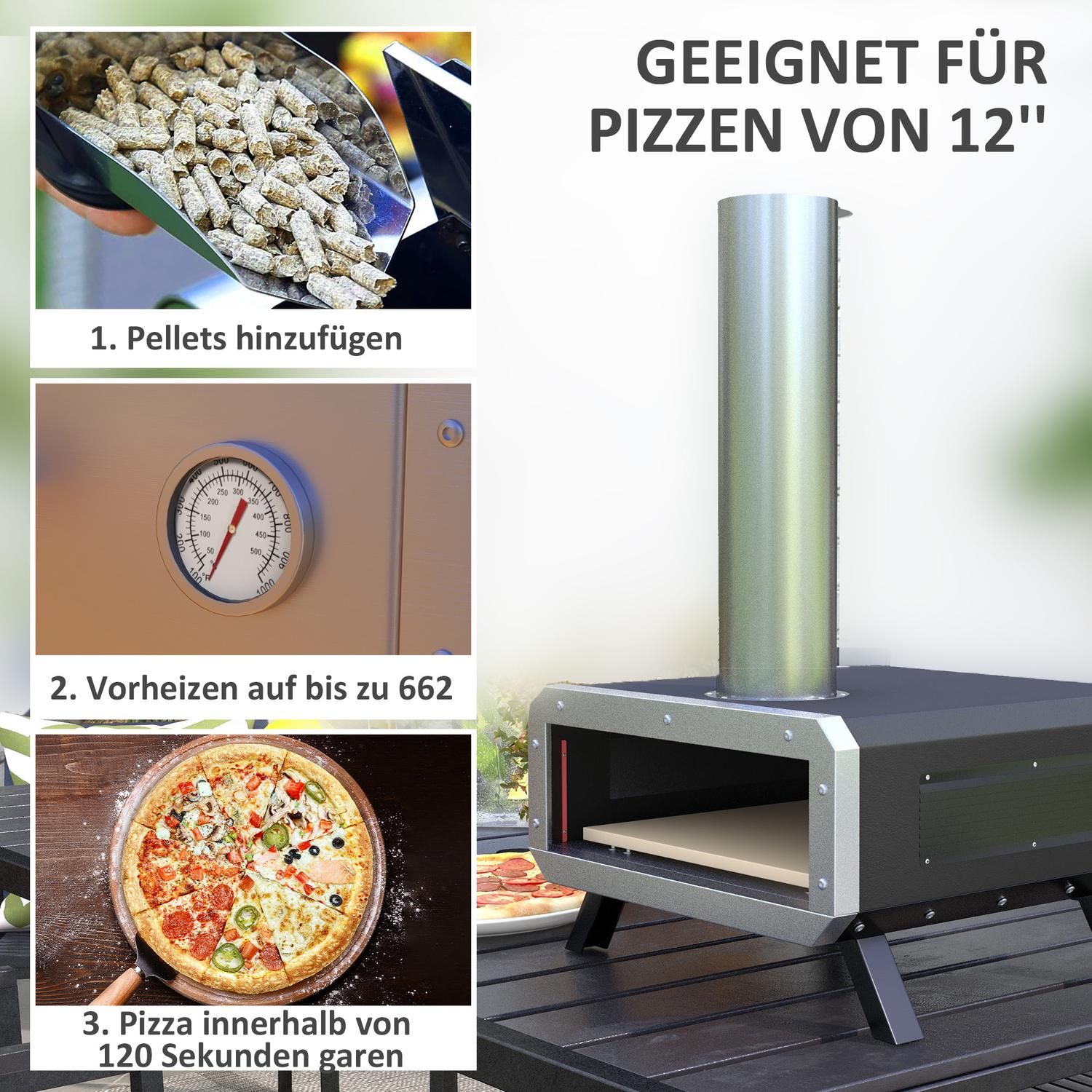 Utomhus 2-i-1 pizzaugn med sten och skal för BBQ Grill