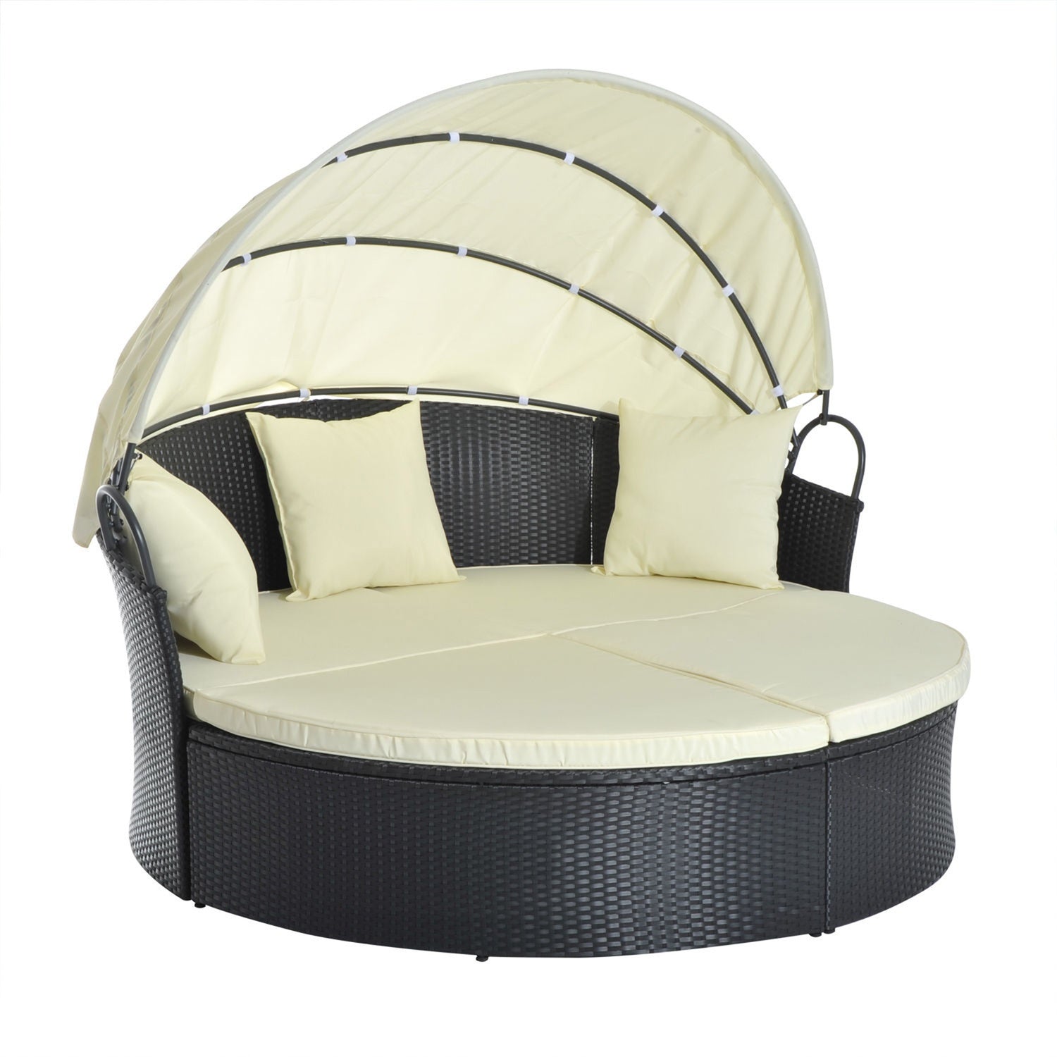 Utomhus Polyrattan Sun Island - hopfällbar kapell, krämfärgad 171x180x155cm