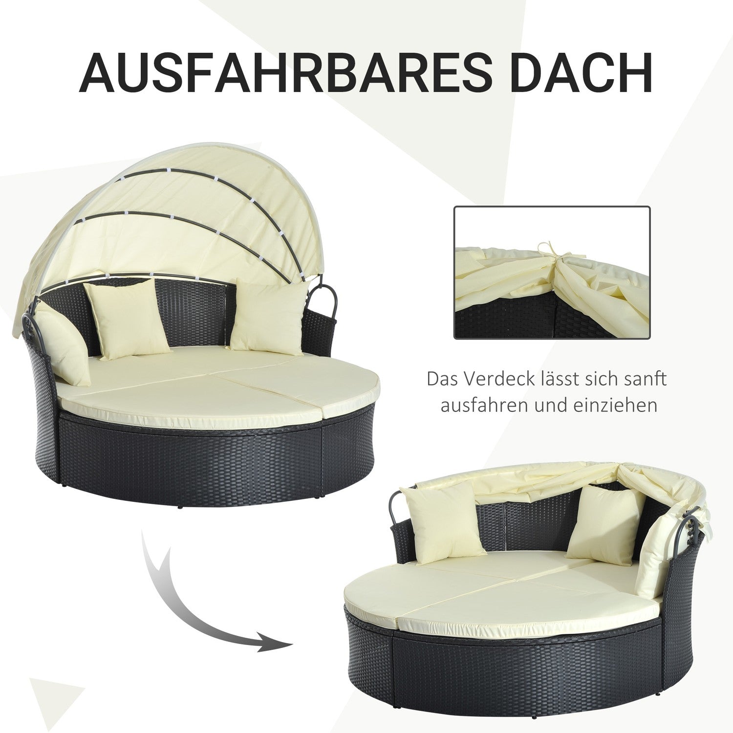Utomhus Polyrattan Sun Island - hopfällbar kapell, krämfärgad 171x180x155cm