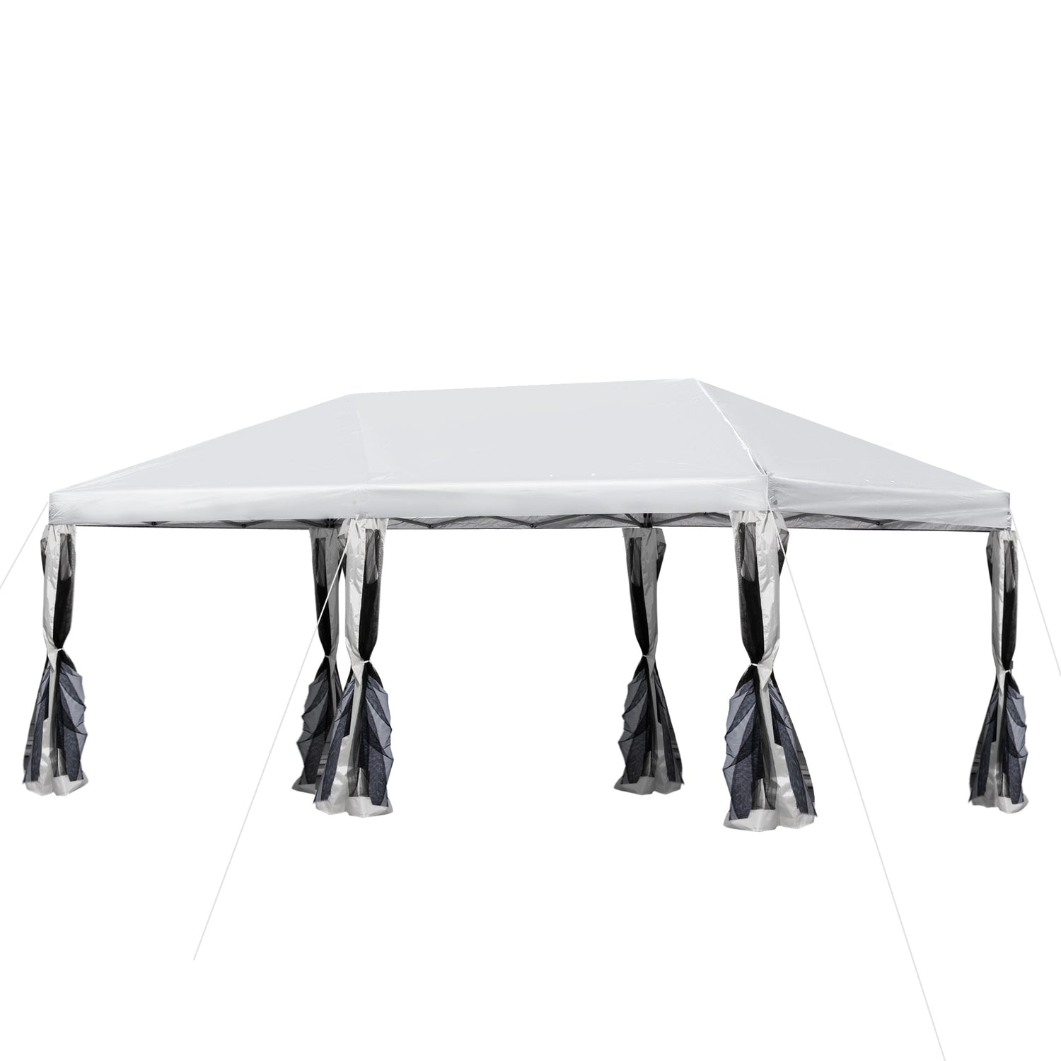 Utomhus Pop-Up Gazebo, Creme White, Steel & Mesh, 6x3m