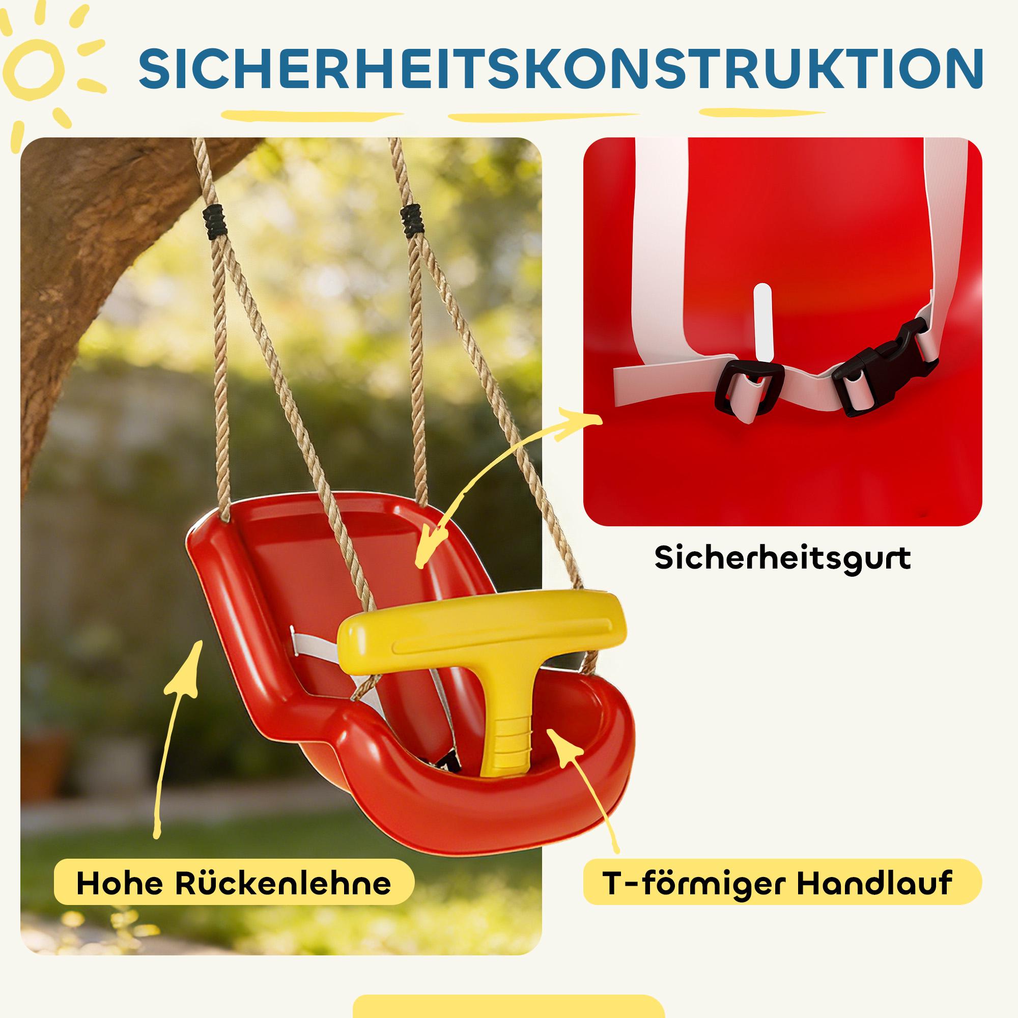 Utomhusbabygunga med högt ryggstöd och justerbara rep
