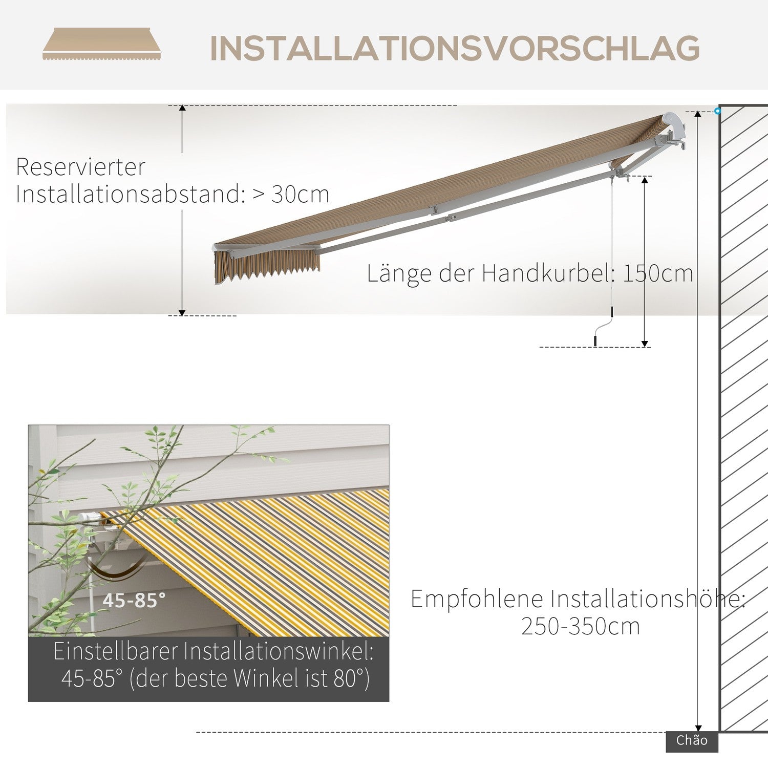Venkovní skládací markýza, sluneční clona, 3,5x2,5m, žlutošedá