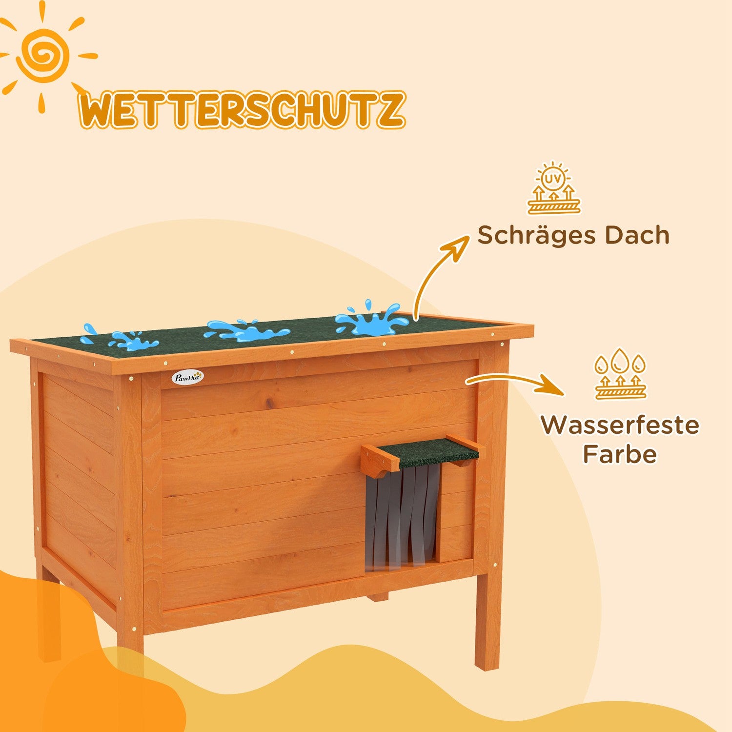 Utomhus katthus i trä, isolerat & förhöjt, 60x60x81,5cm