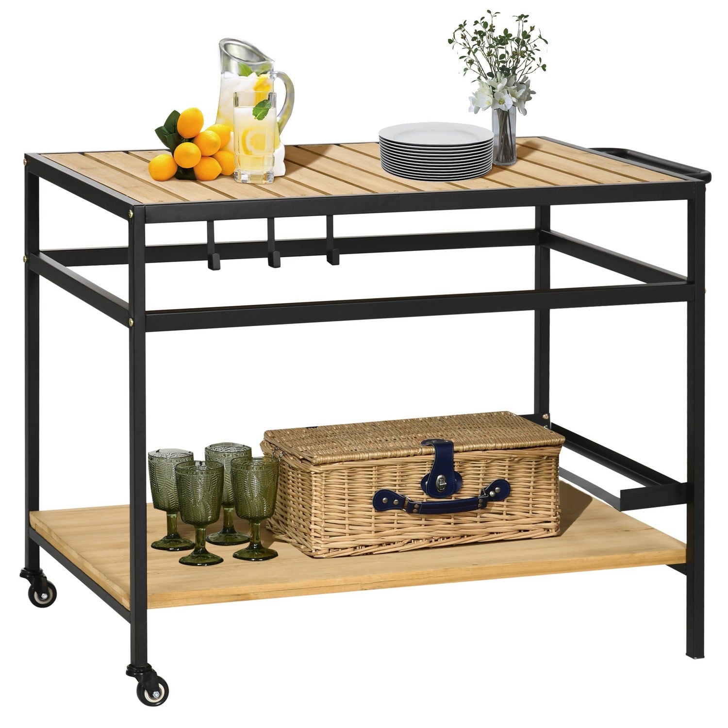 Utomhusvagn med hyllor och krokar – 107 x 65 x 80 cm