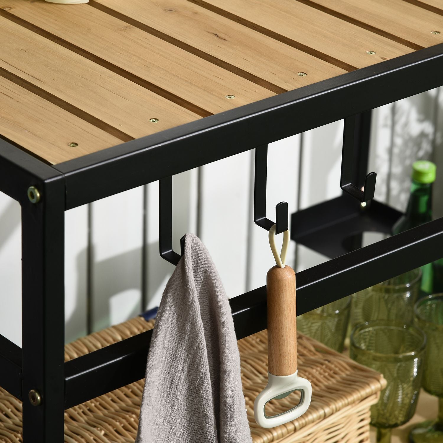 Utomhusvagn med hyllor och krokar – 107 x 65 x 80 cm