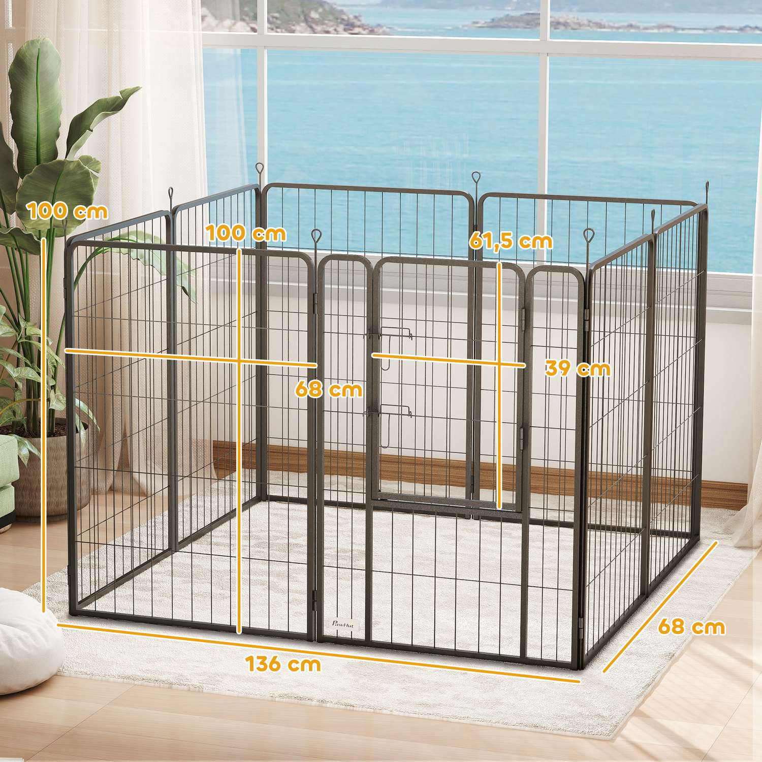 Skládací venkovní ohrádka pro štěňata – 8 panelů, výška 100 cm