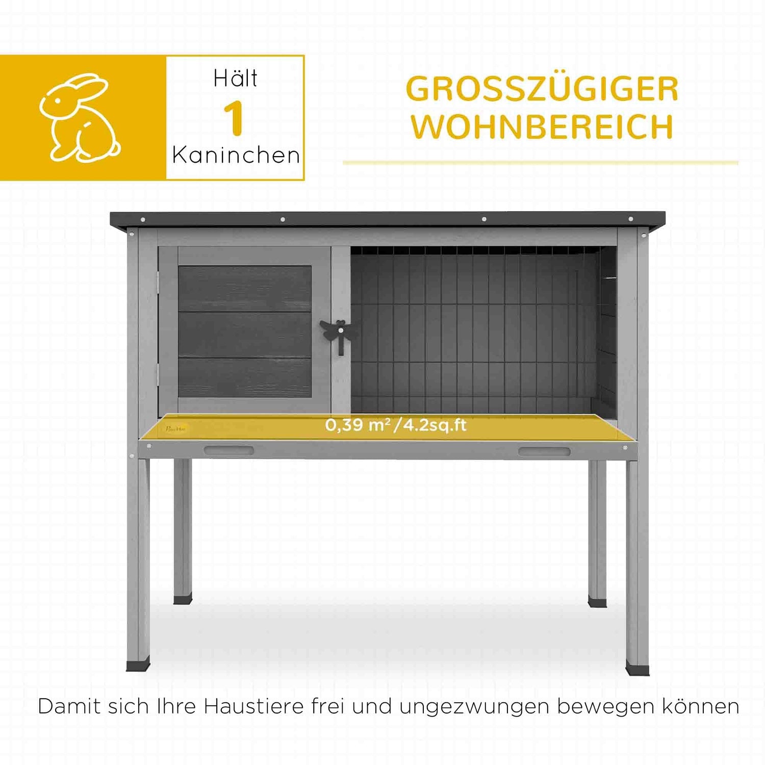 Venkovní zimovzdorná králíkárna z jedlového dřeva, výklopná střecha
