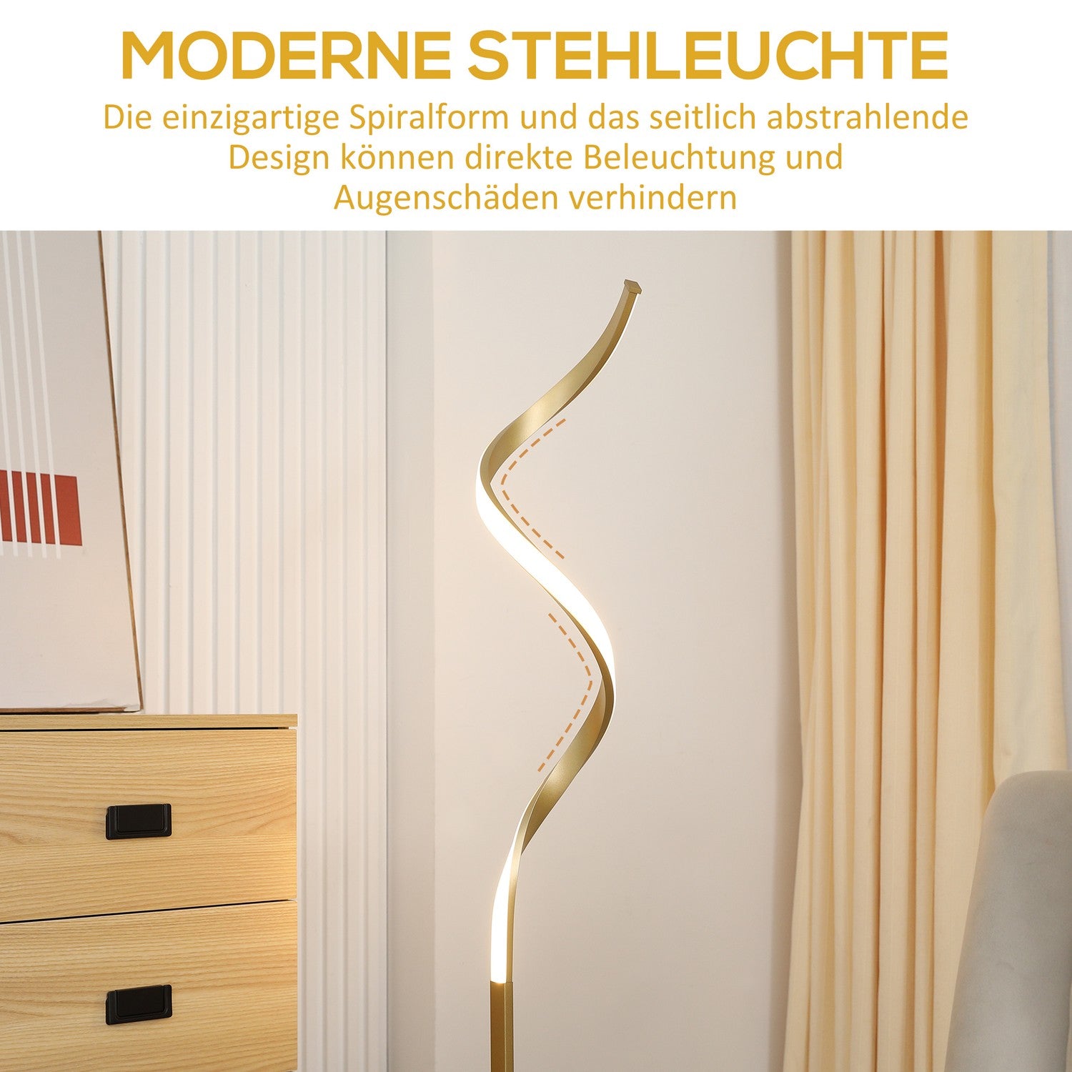 Varmvit LED Spiral Golvlampa, Vattentät, 10W
