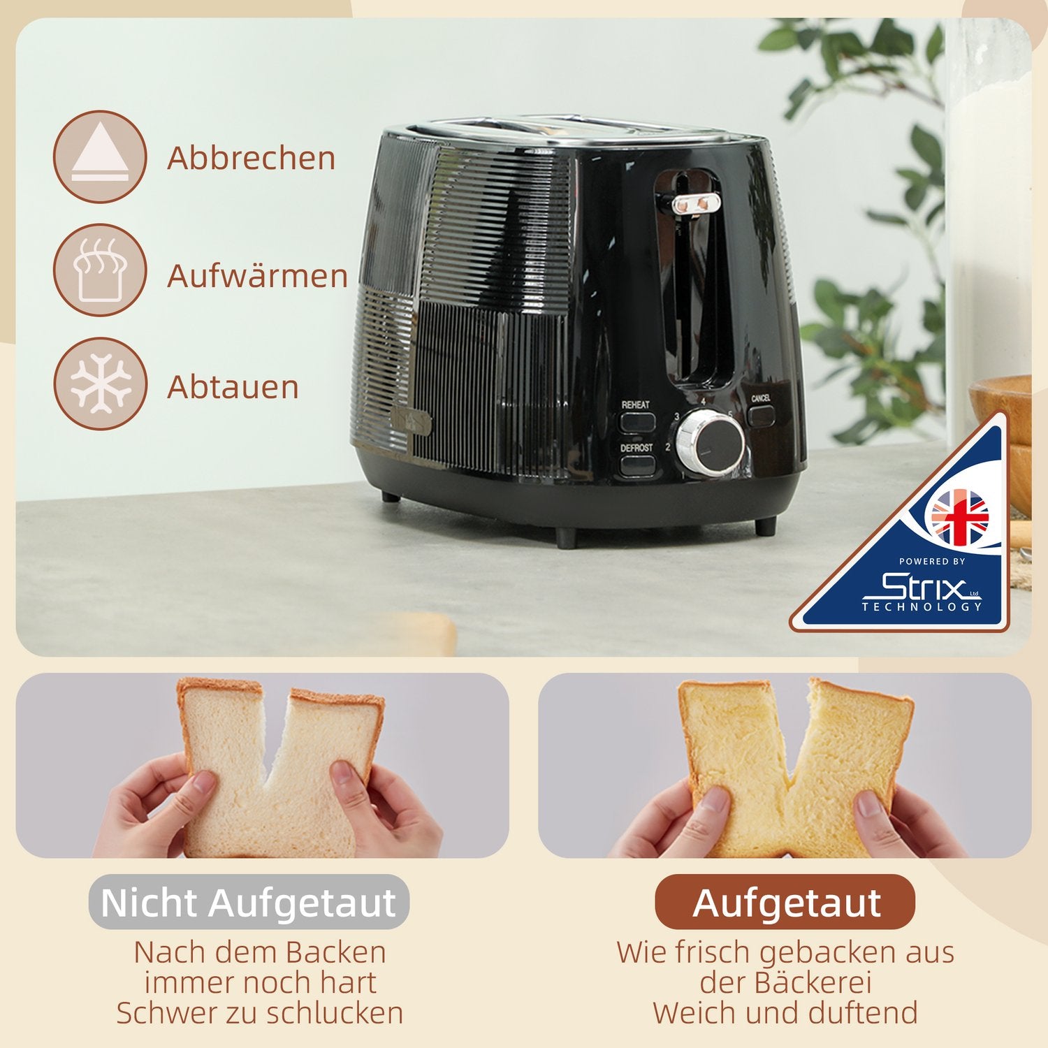Vattenkokare och brödrostset, 1,7 l, rostfritt stål, svart