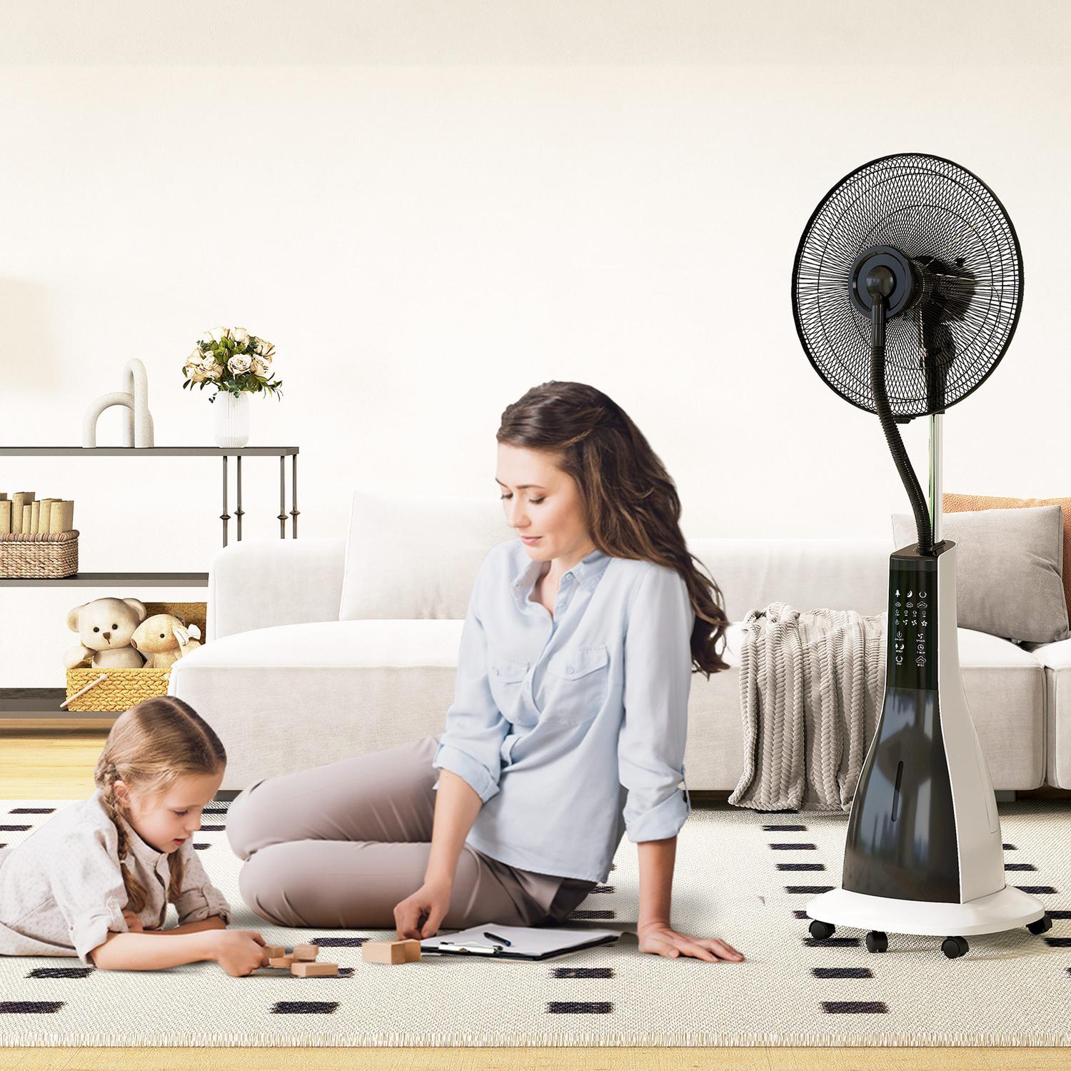 Chladicí ventilátor s mlžením, dálkovým ovládáním a nádrží 3 l, 90 W, 125 cm