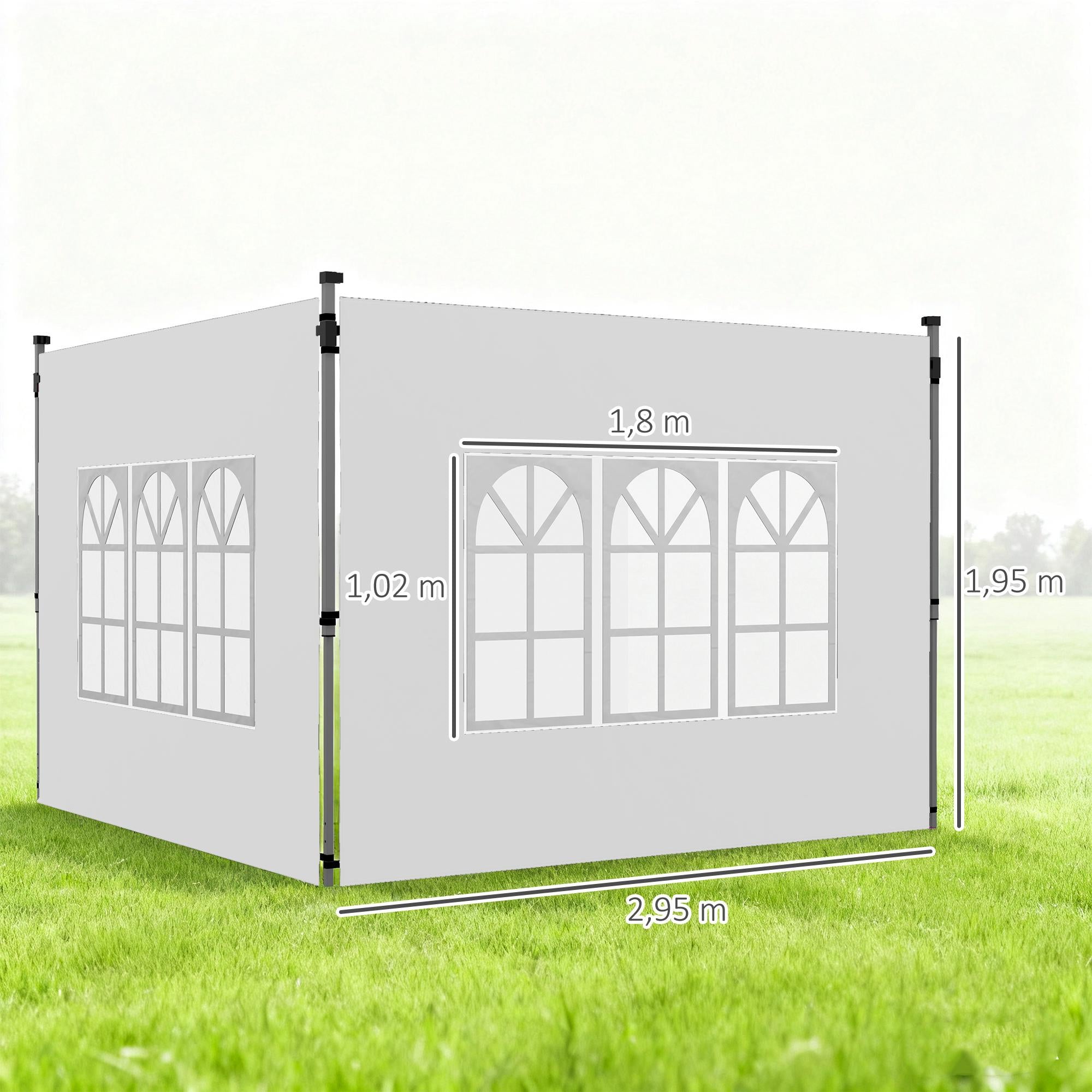 Vattentäta sidoväggar till paviljongen med fönster, 3x3/3x4 m, vita