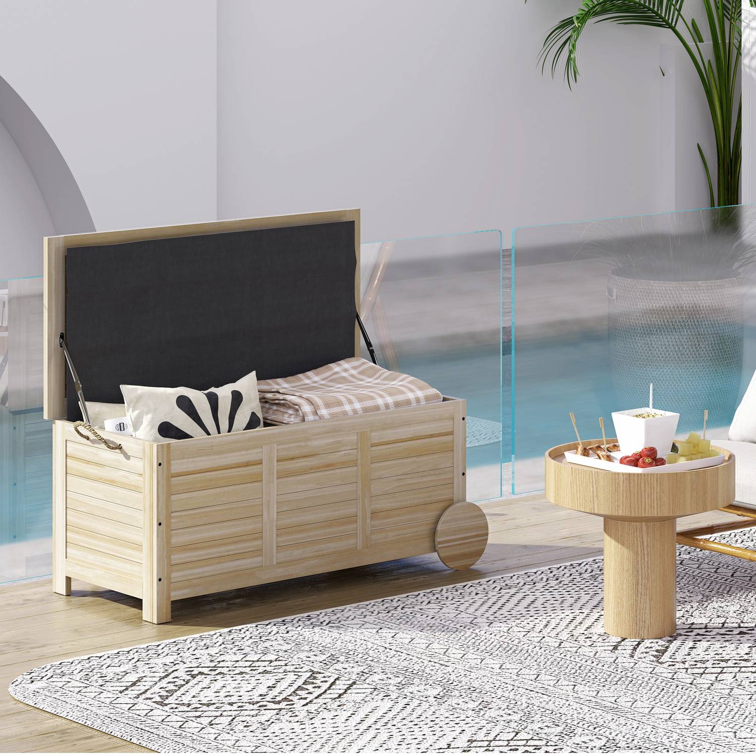 Vodotěsný venkovní úložný box 185 l, dřevěný, odolný vůči UV záření