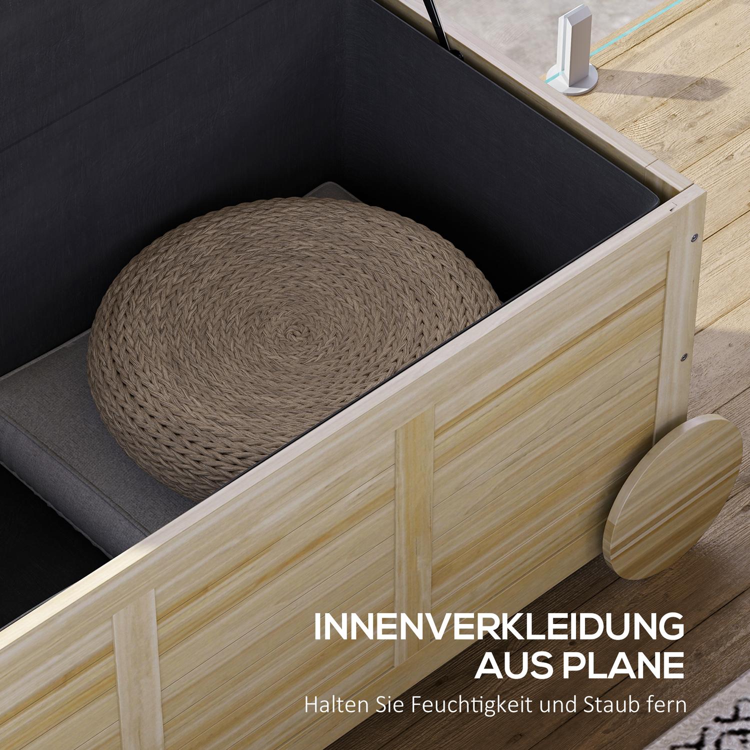 Vodotěsný venkovní úložný box 185 l, dřevěný, odolný vůči UV záření