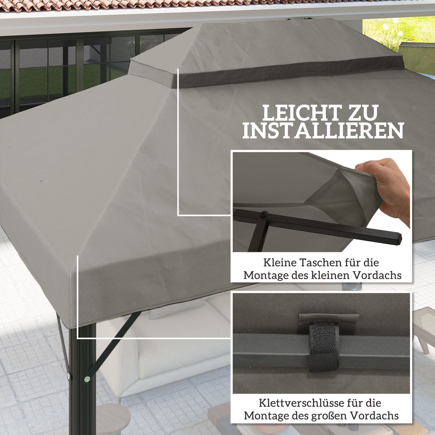 Vodotěsná náhradní střecha pro zahradní altán 3x4m, UPF30+