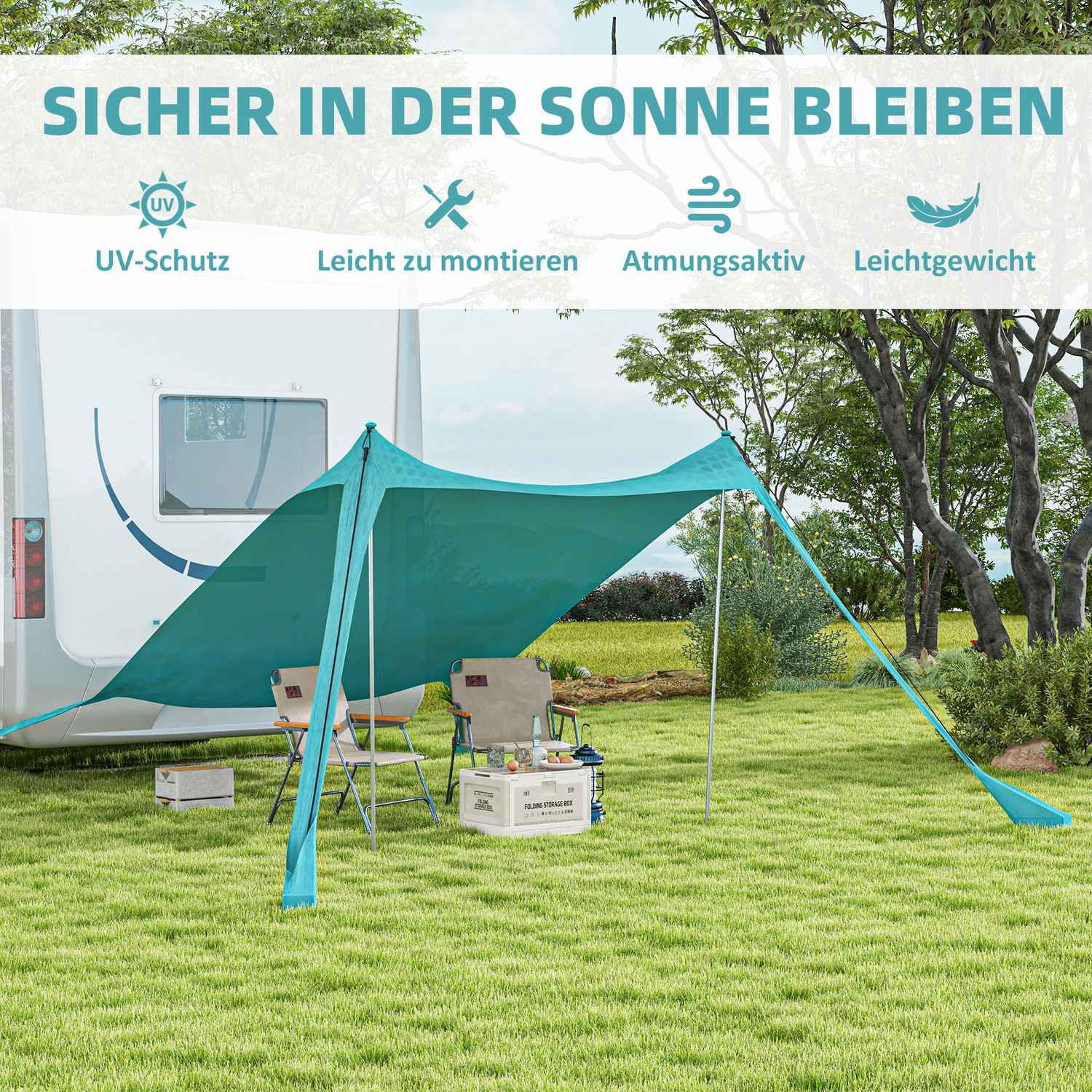 Vattentätt solskydd med UV-skydd, 2,15x2x2M himmelsblå