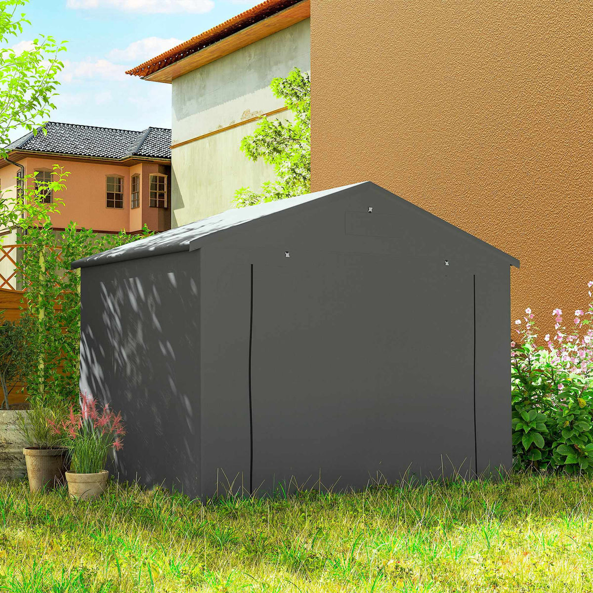 Voděodolný venkovní přístřešek, 2,5x1,8m, rolovací dveře