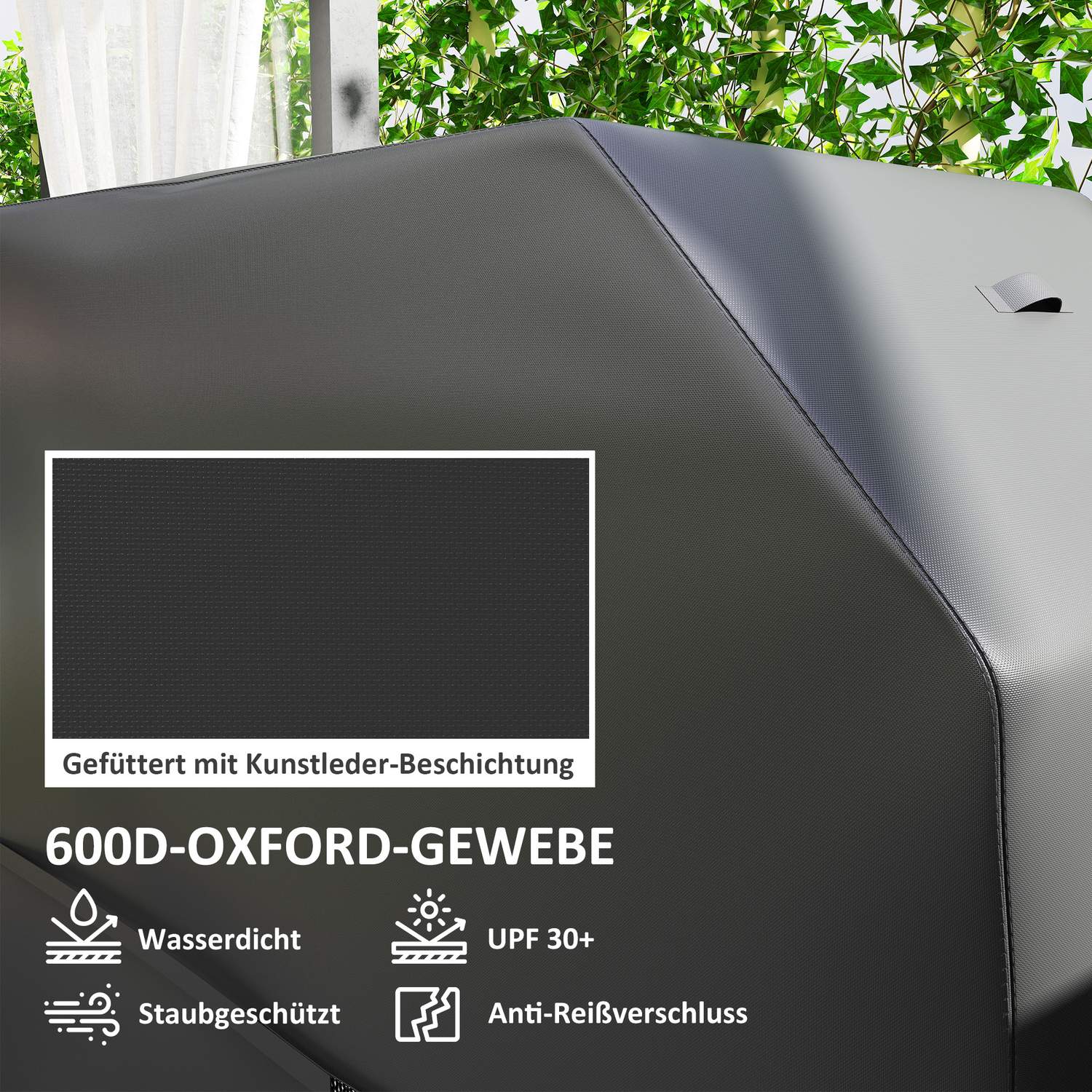 Kryt na gril odolný vůči povětrnostním vlivům, 600D Oxford, zapínání na suchý zip