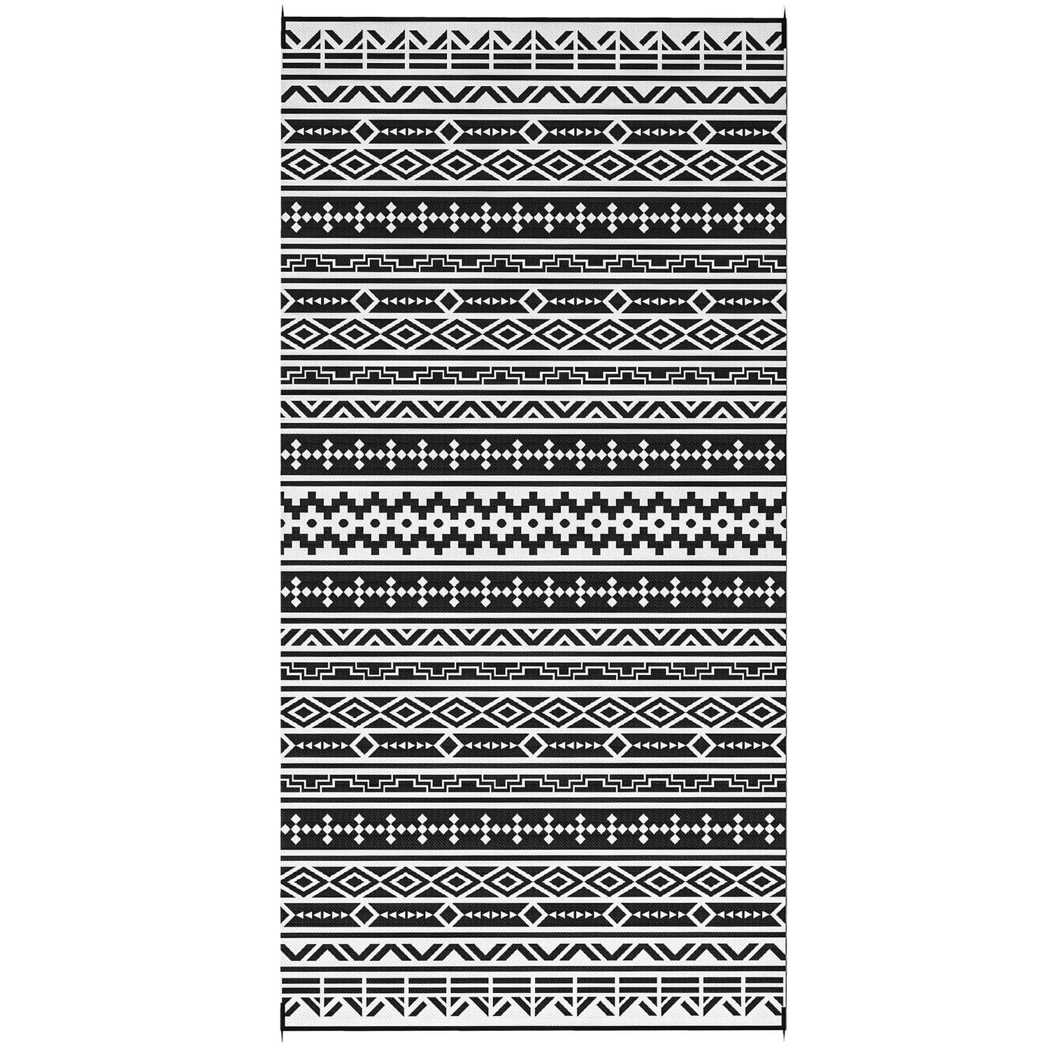 Venkovní koberec odolný vůči povětrnostním vlivům – skládací, černobílý, 548x274 cm