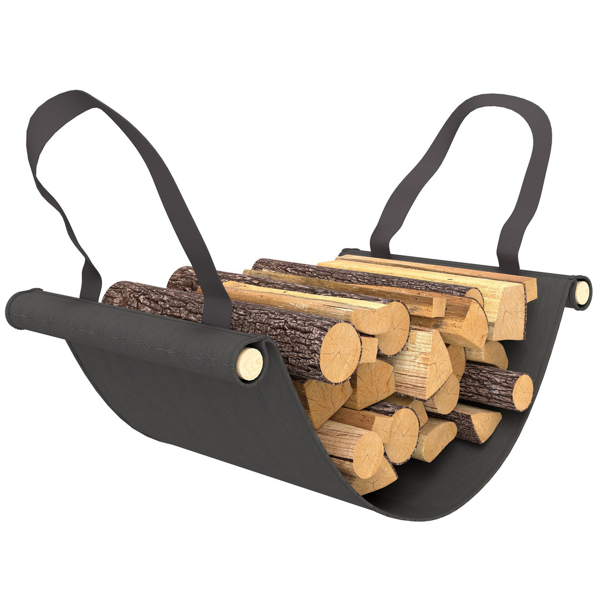Stojan na dřevo, 0,33 m³, s přepravní taškou a krytem, kovový rám, nosnost až 150 kg, 120 x 36 x 99 cm, černý