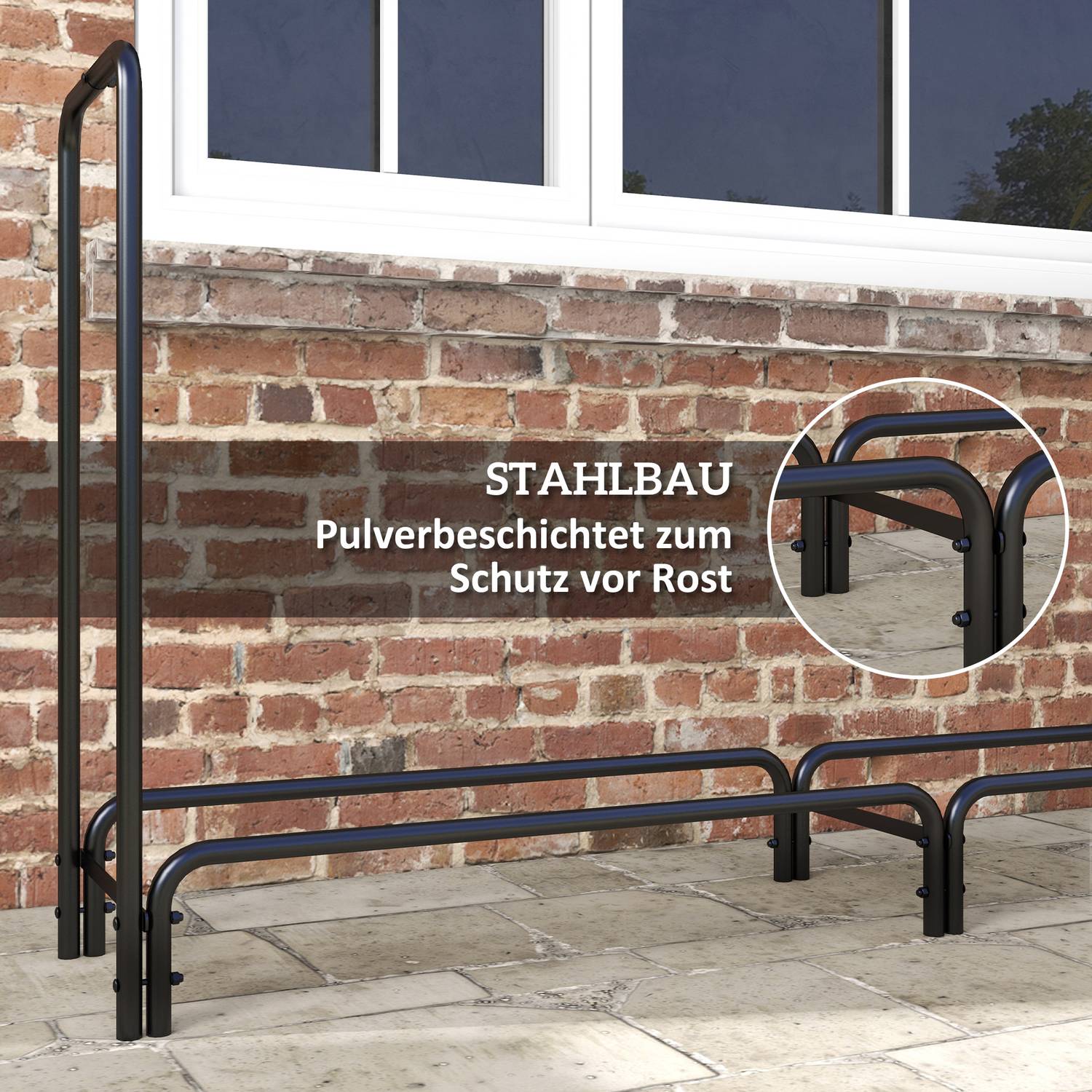 Vedställ, 0,67 m³, med bärväska & lock, metallram, upp till 200 kg, 240 x 36 x 99 cm, svart