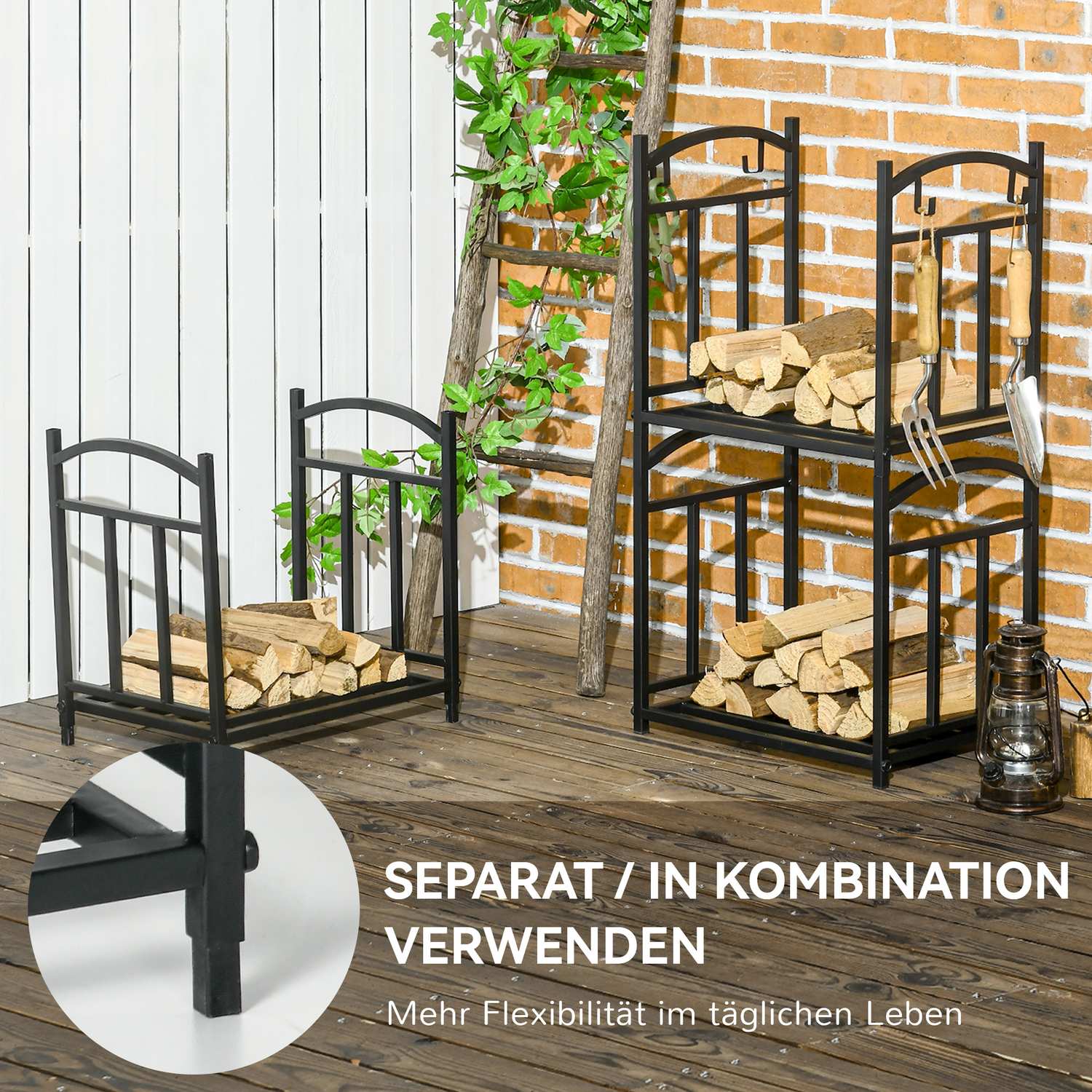 Vedställ – metall, 3-vånings, inomhusbruk