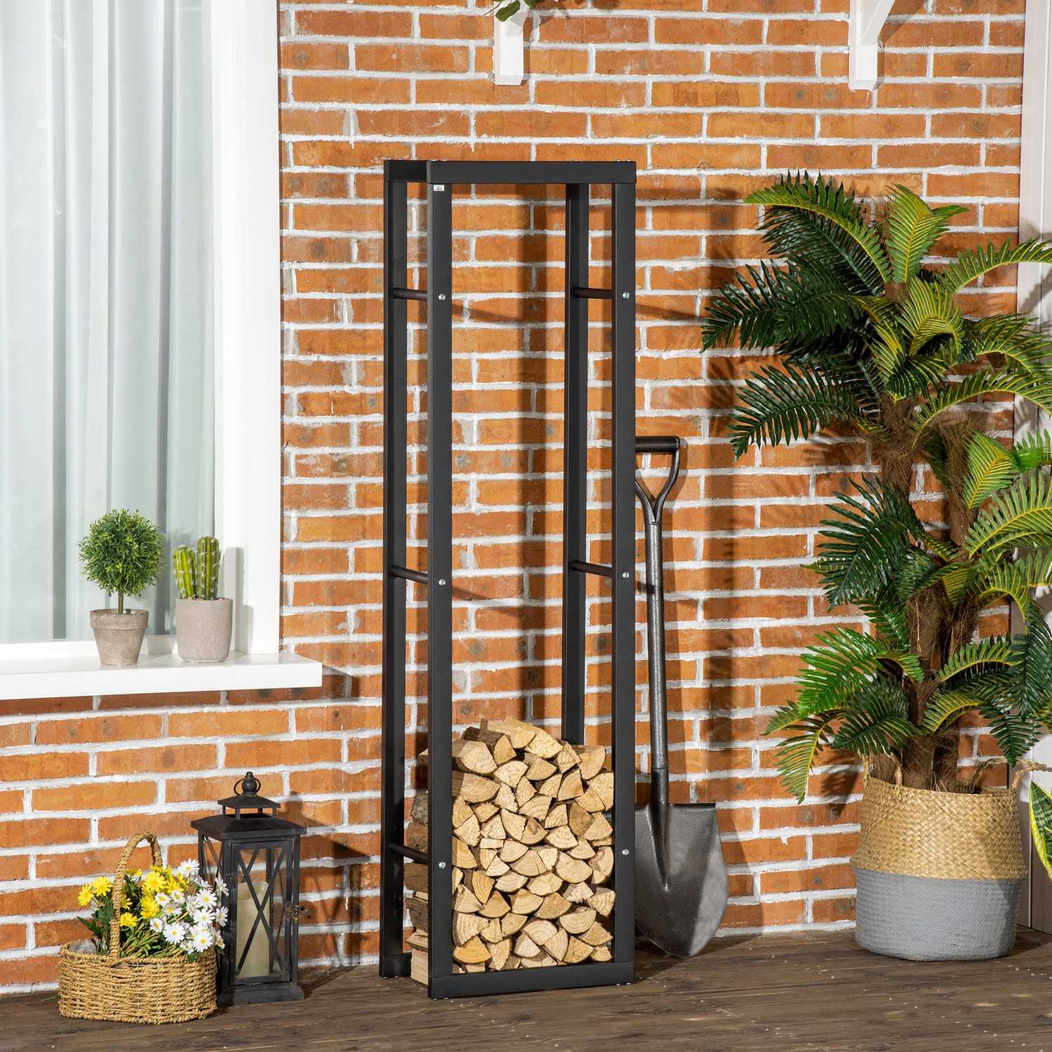 Vedställ, metall, 40x25x150 cm, rymmer upp till 100 kg