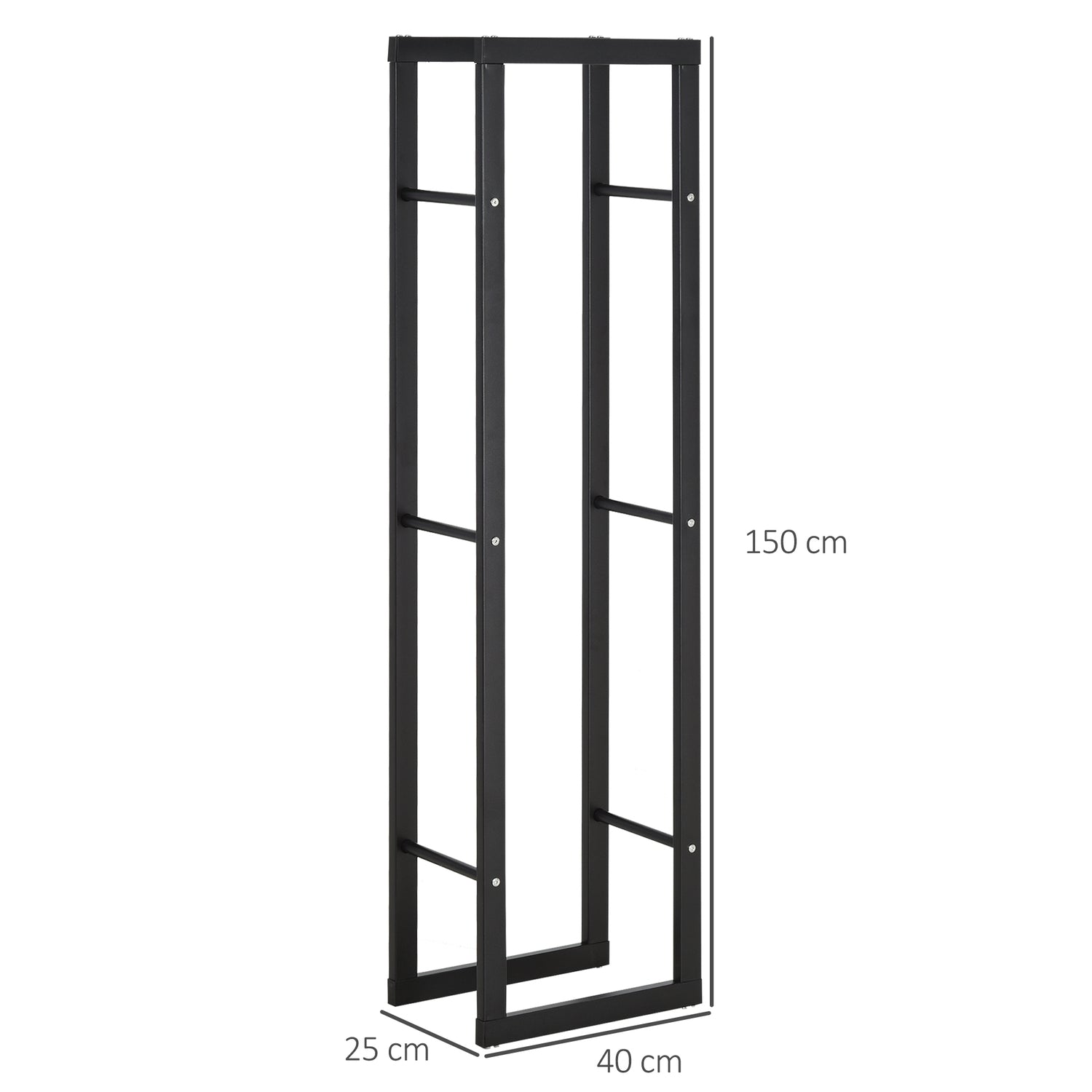 Vedställ, metall, 40x25x150 cm, rymmer upp till 100 kg