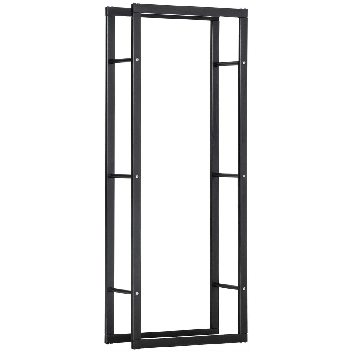 Vertikální dřevěný regál s nosností 100 kg, kovový rám, 60x25x150 cm
