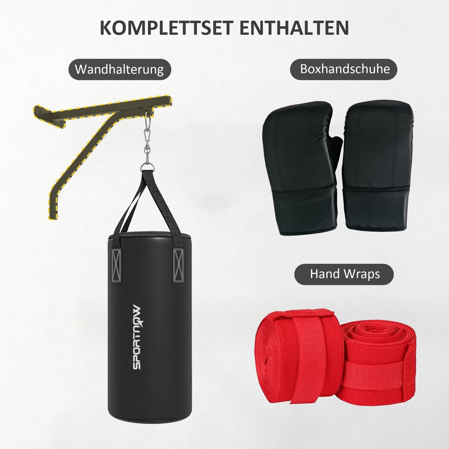 Nástěnný držák na boxovací pytel, nastavitelný ocelový stojan s rukavicemi