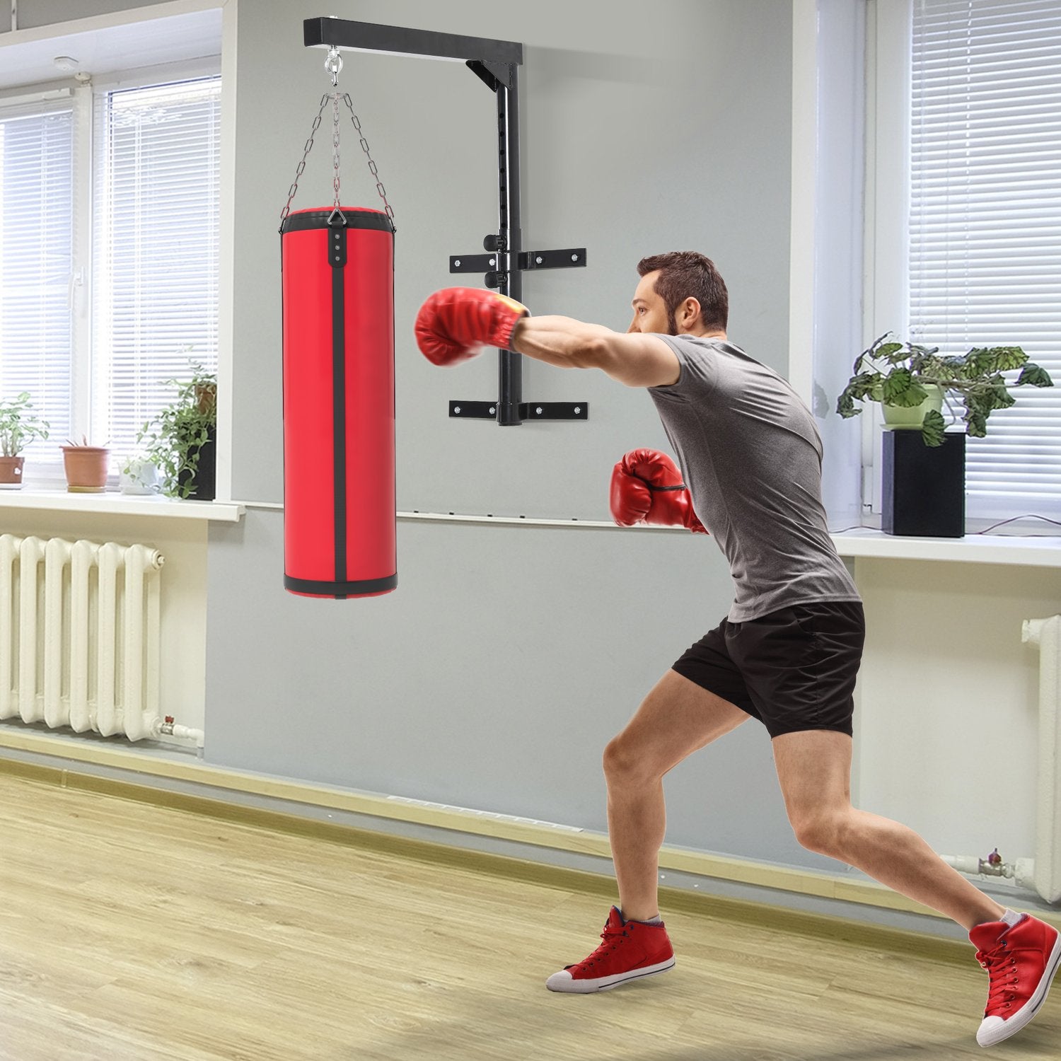 Väggmonterad boxhållare, justerbar 100 kg kapacitet