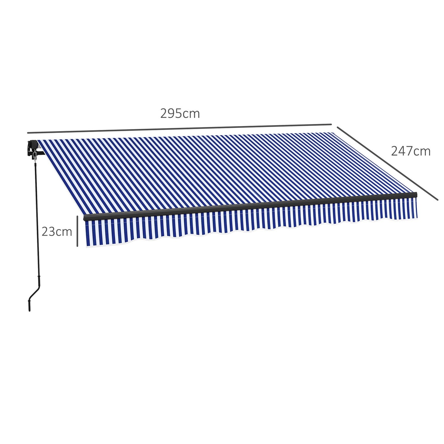 Nástěnná markýza, 3x2,5m, modrobílá, sluneční ochrana