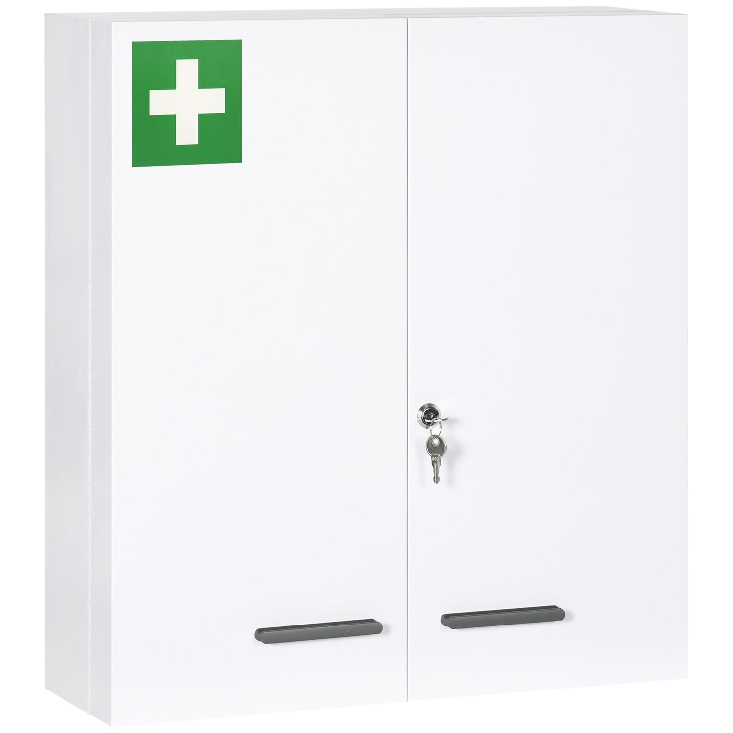 Väggmonterat medicinskåp, stål, vit, 6 hyllplan