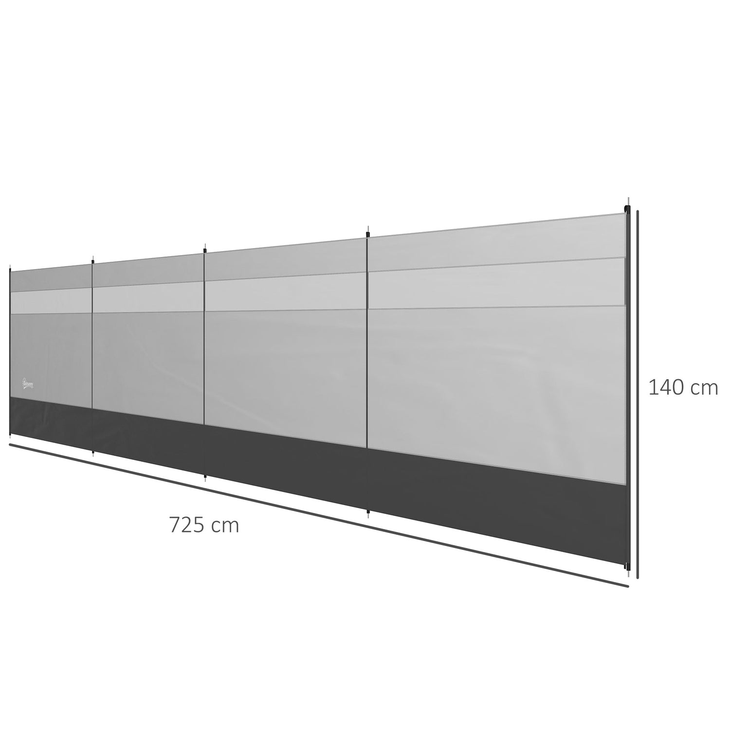 Skládací zástěna proti větru se světelným okénkem, 725x140 cm