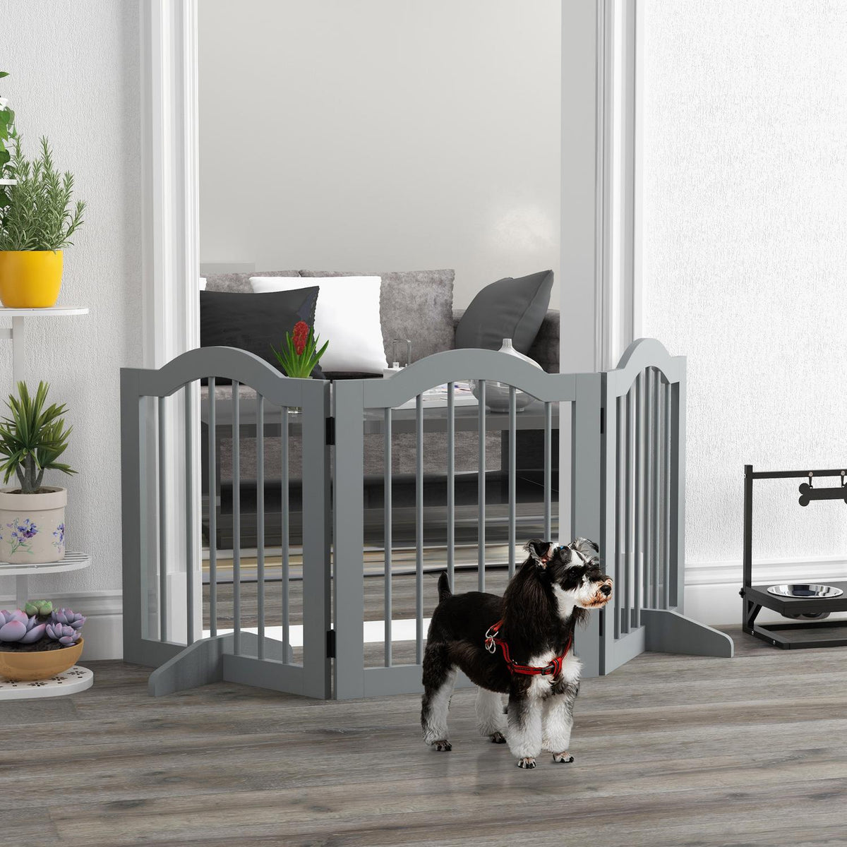 Skládací bezpečnostní branka pro psy, 3dílná, světle šedá, 154,5 x 61 cm