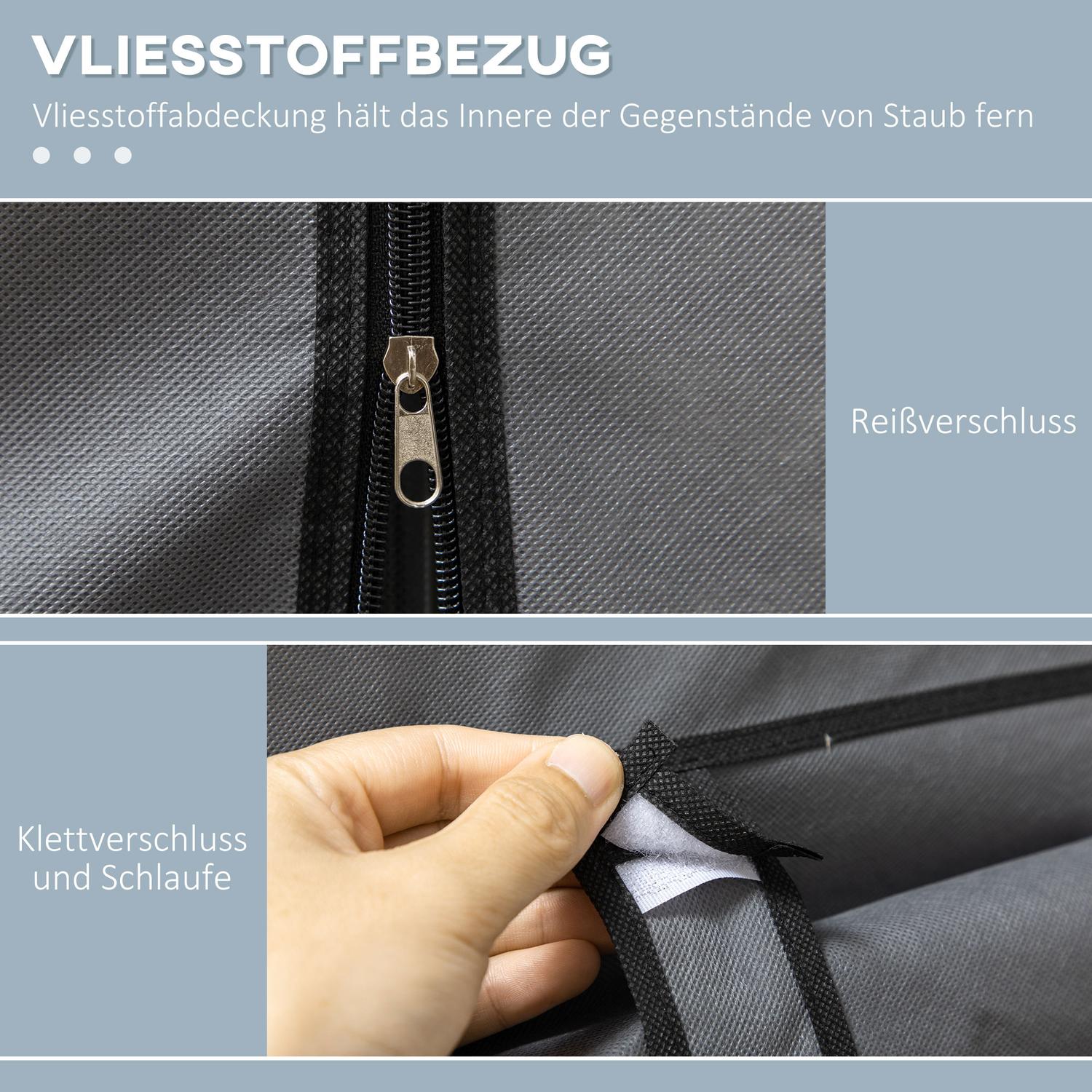 Vikbart garderobsskåp, dragkedja, non-woven, mörkgrå