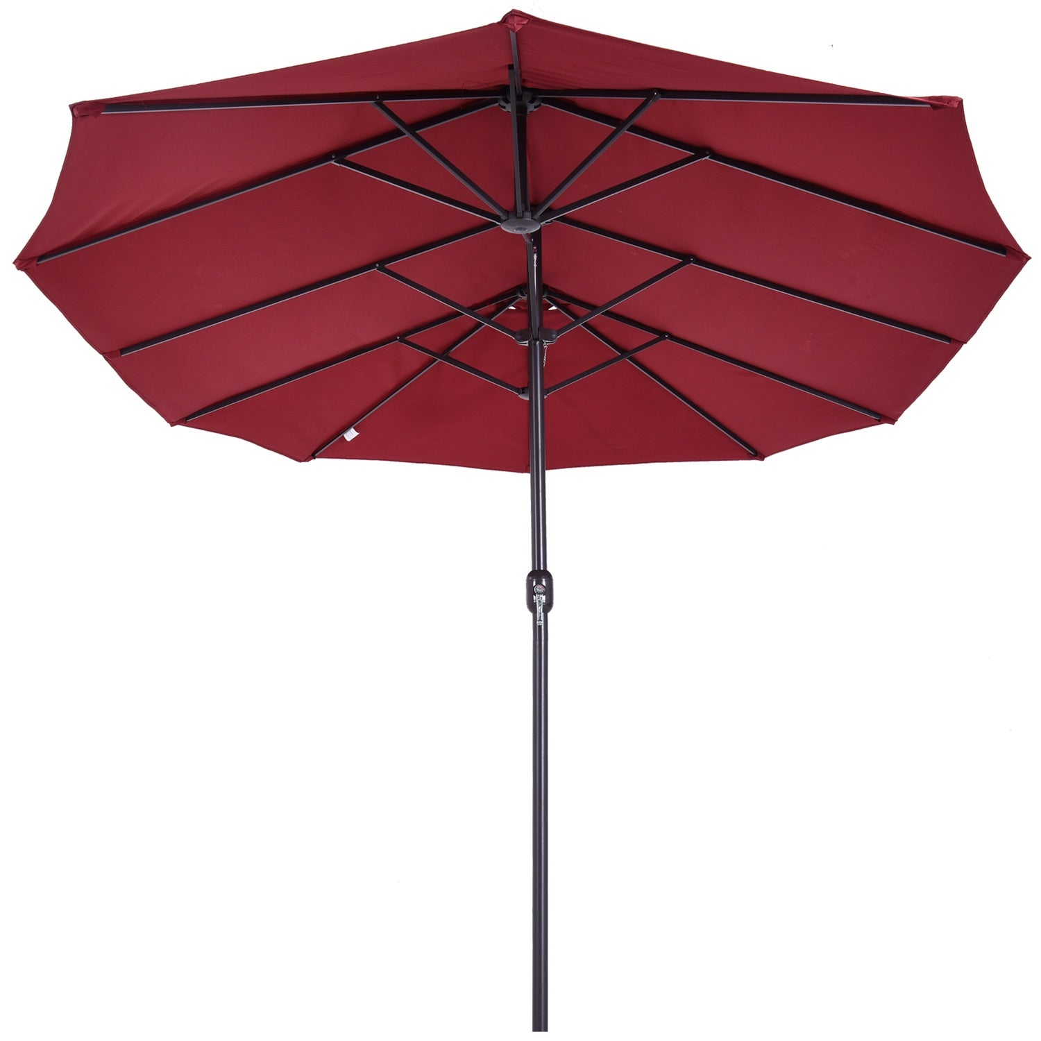 Vinröd Oval Garden Parasoll, 460x270x240cm, Handvev