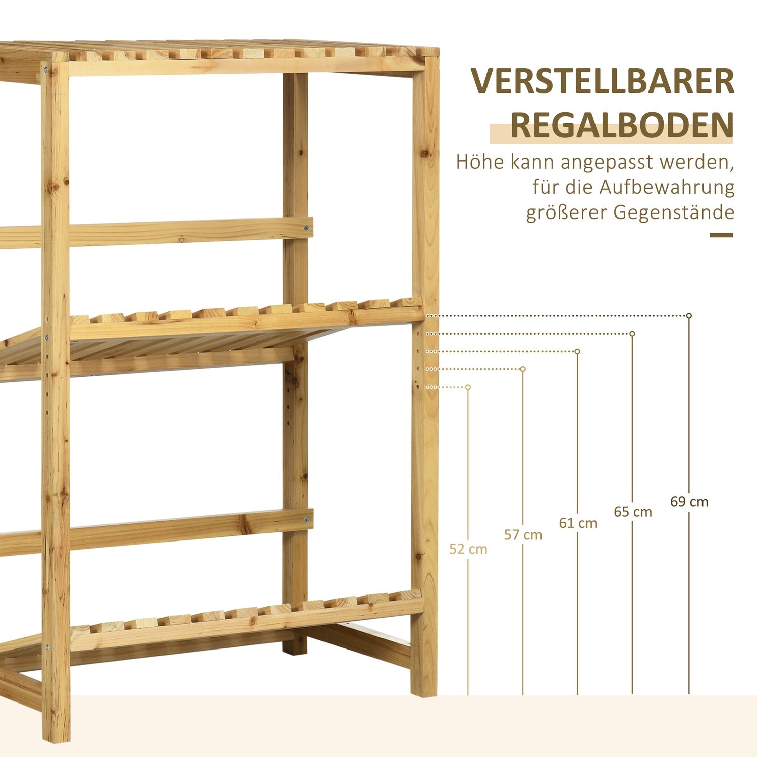 Vinställ med 2 hyllor – Stativ i naturträ utomhus