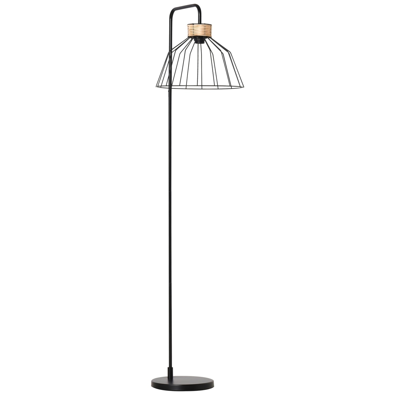 Vintage golvlampa med E27 sockel, metall & rotting, svart