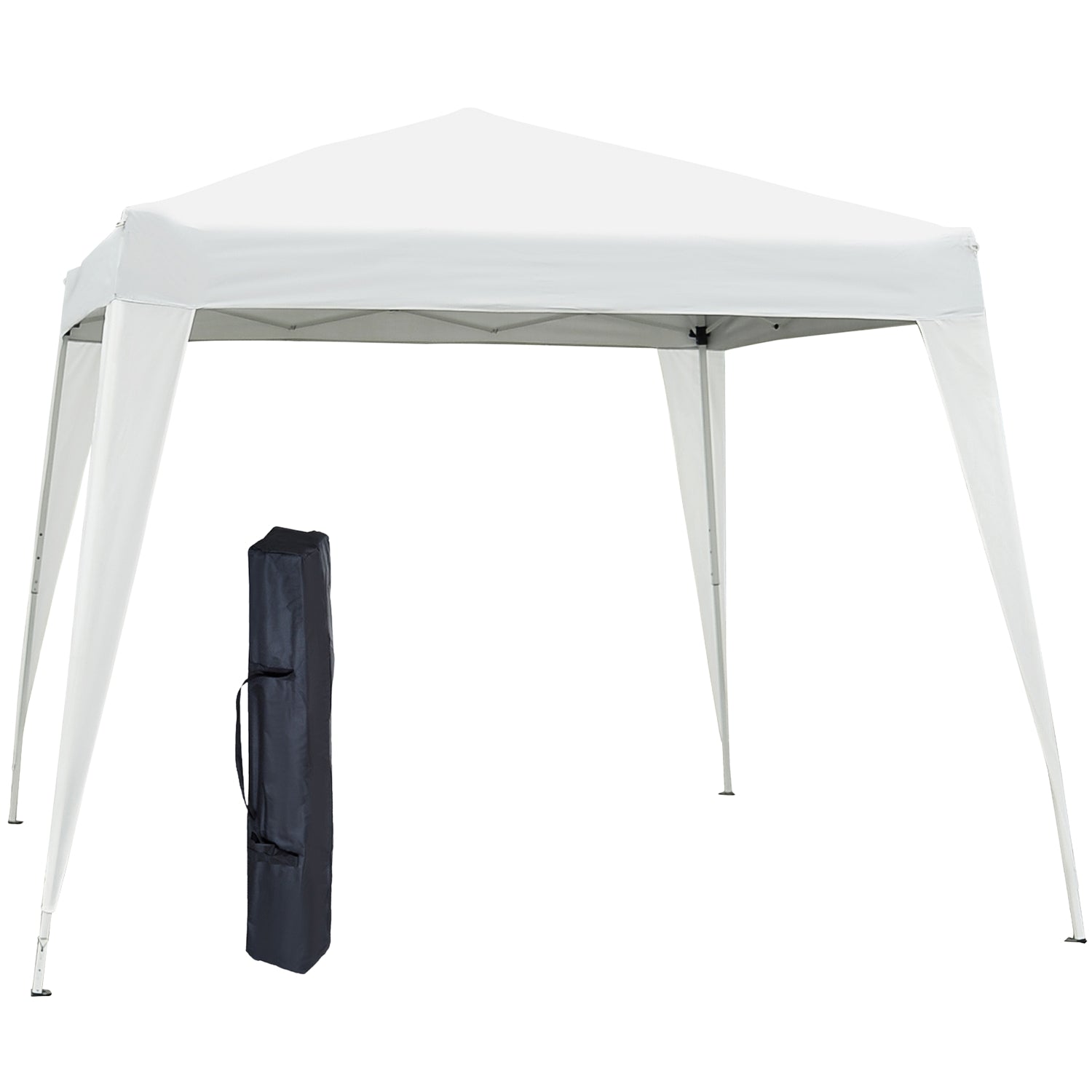 Vit hopfällbart paviljongtält i stål med bärväska, 2,4x2,4M