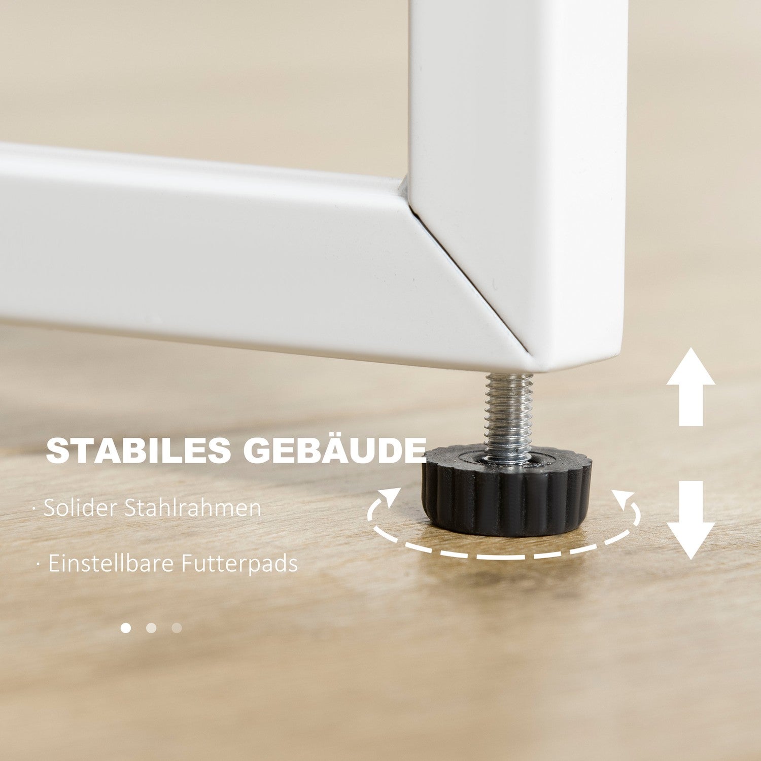 Vitt & Grå Skrivbord – Tygpåse, 2 lådor, Noteraster