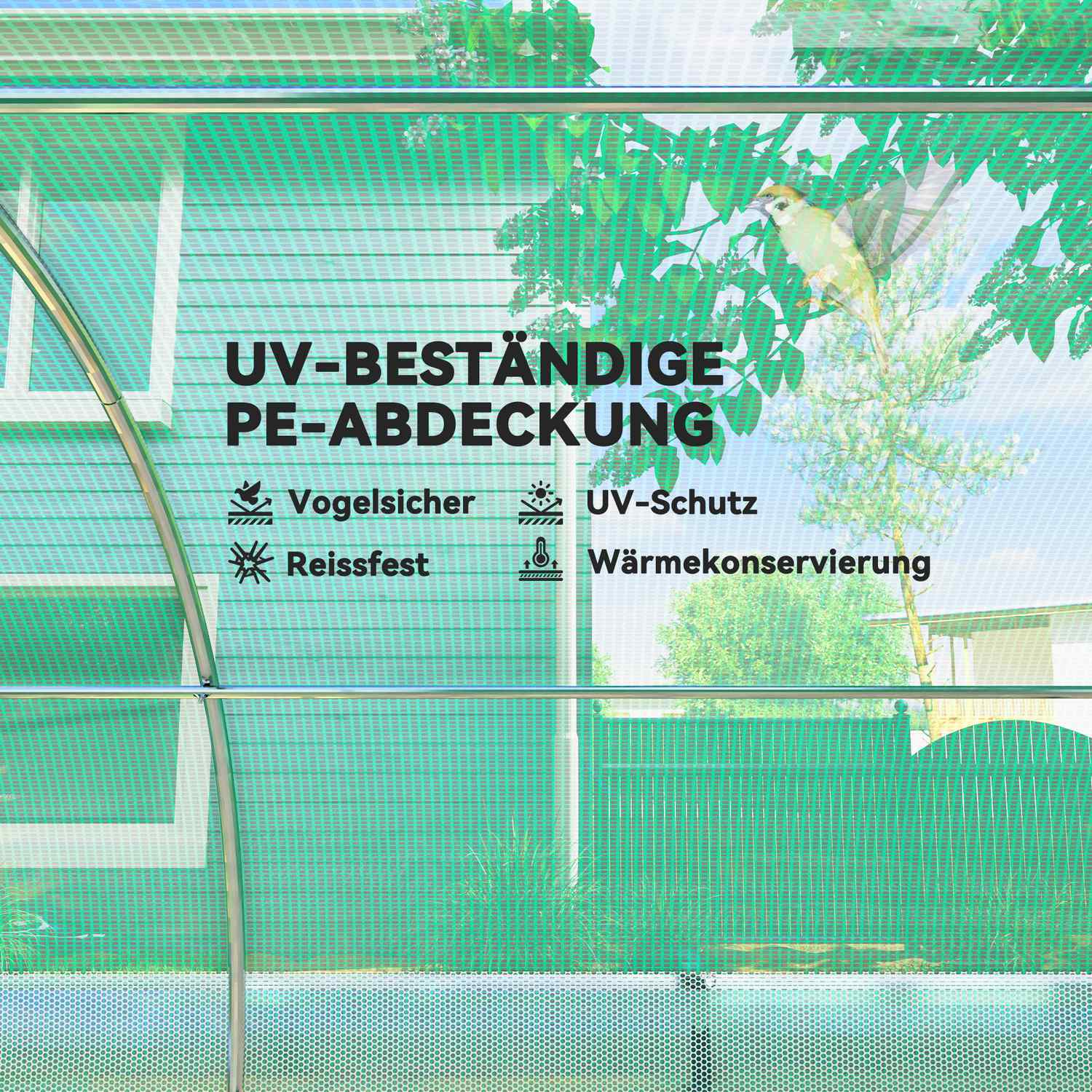 Växthus 3x2x2m med Roll-Up Sidor & UV-skydd