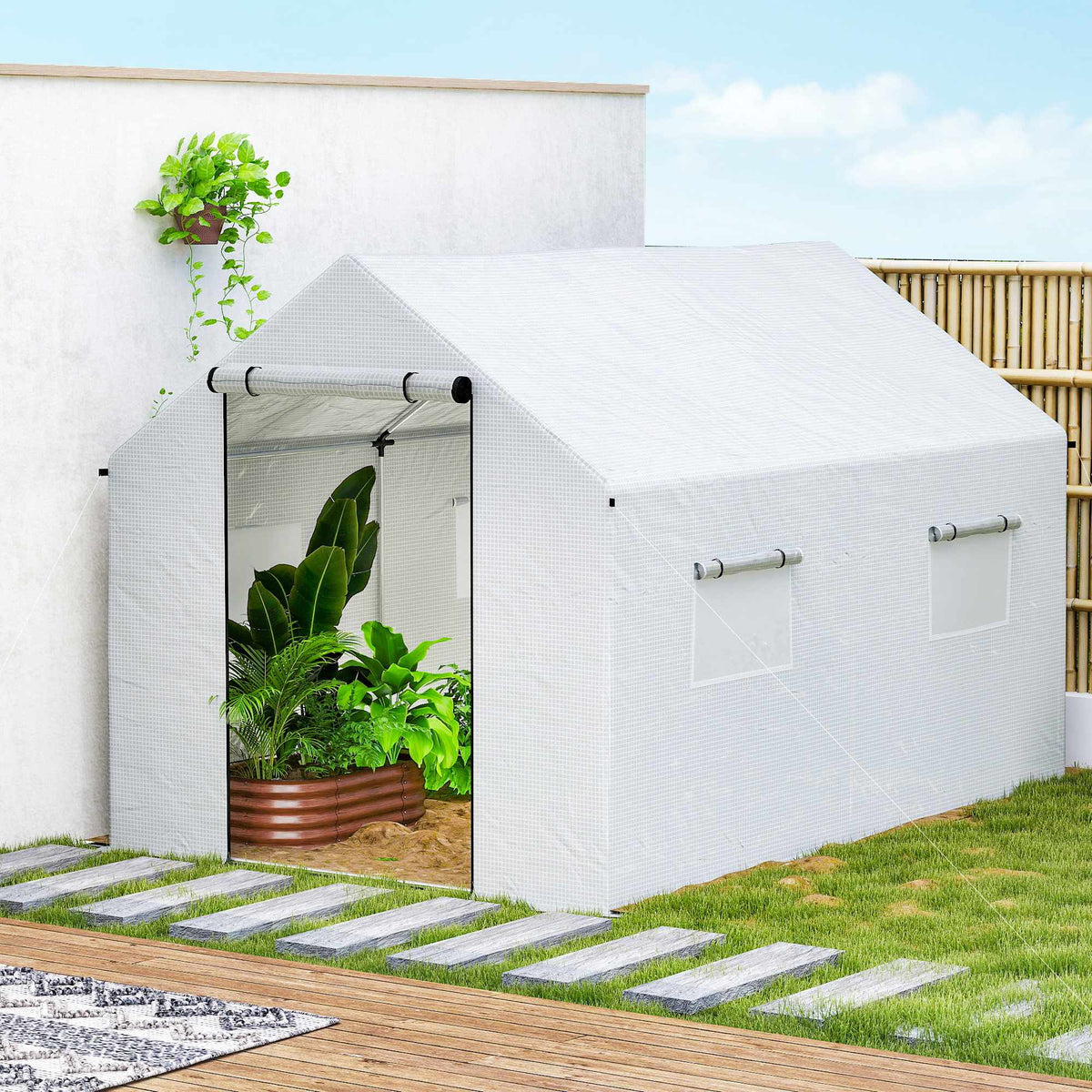 Skleník 3x2x2m s UV odolným krytem, síťovaná okna