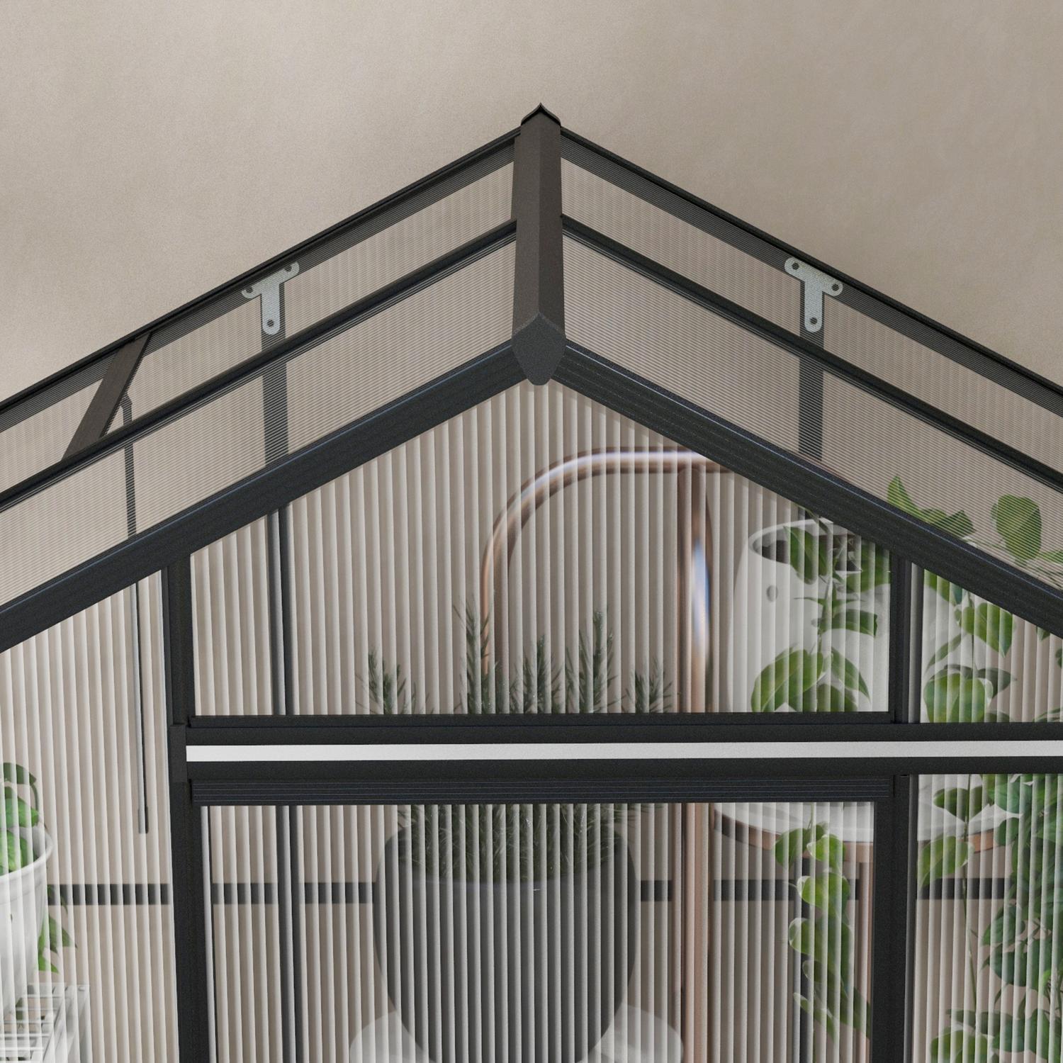 Växthus i aluminium med fönster och skjutdörr, 2,51 m²