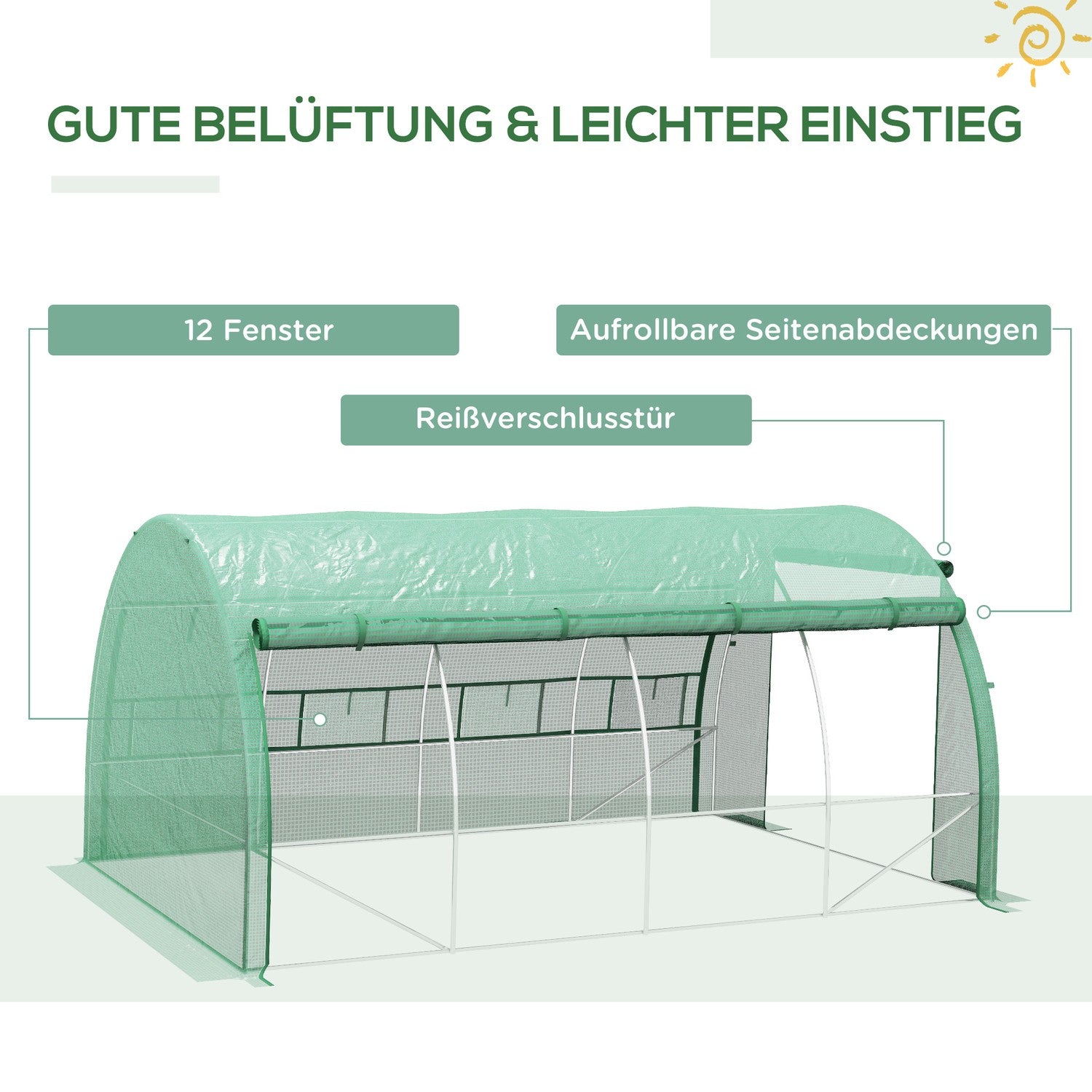 Växthuspolytunnel – Walk-In, UV-skyddad, 3,97x3x2M