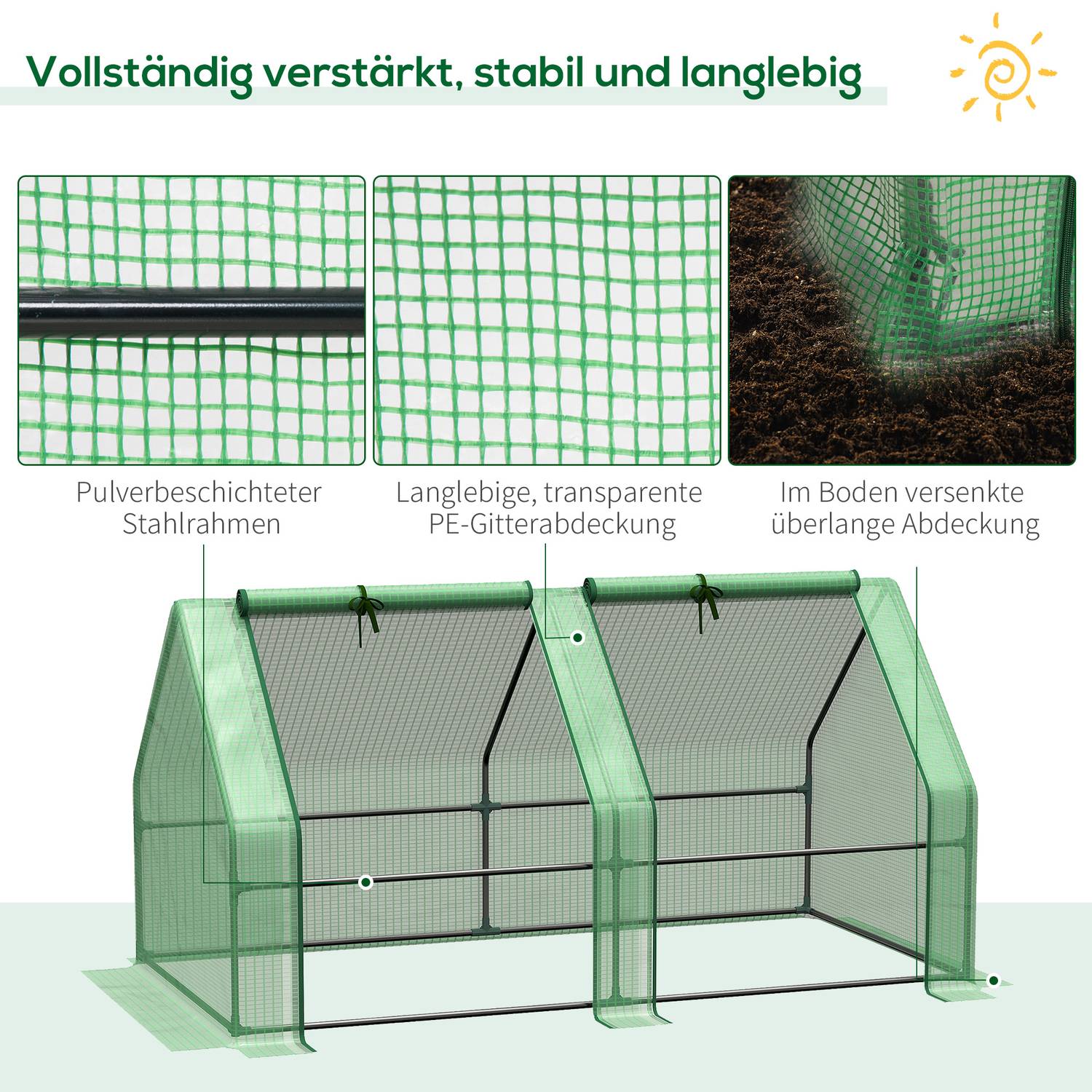 Växthustomathus, Robust väderbeständig 180x90x90Cm