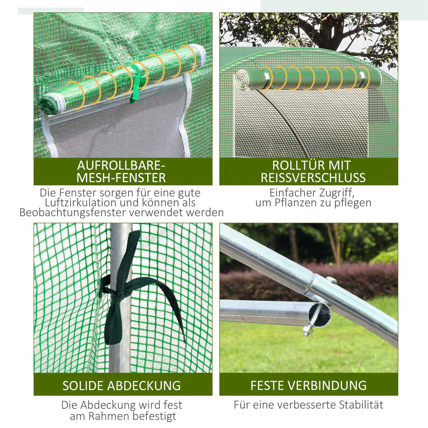 Walk-In Greenhouse Polytunnel 4,5x3m, 6 fönster, Frostbeständig