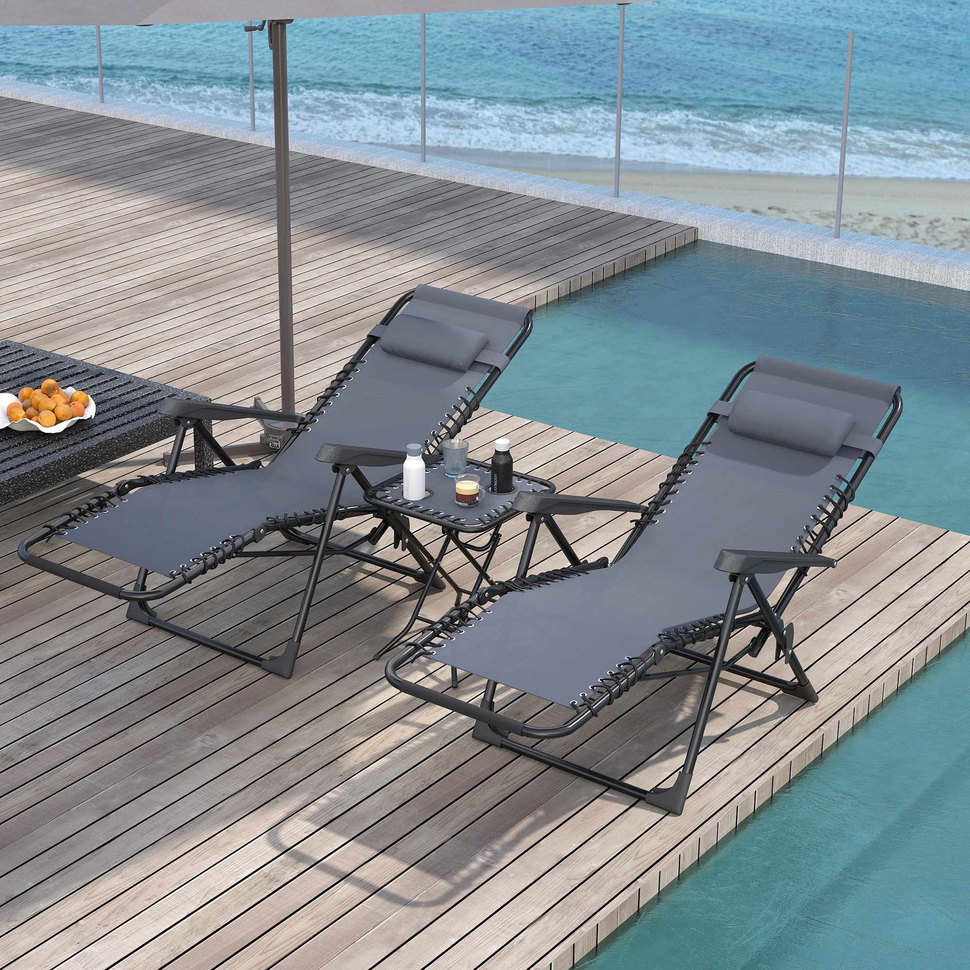 Zero Gravity-stolset med bord, justerbar lutning